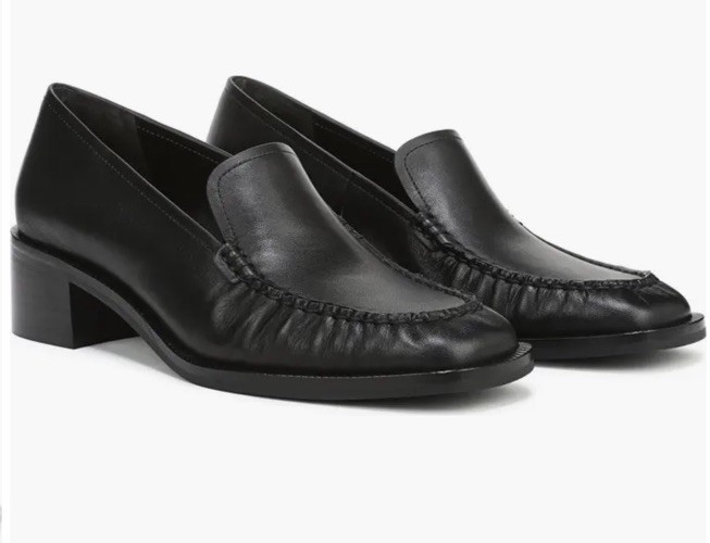 NWD $350 Vince Larose Loafers Black Leather Slip On Low Block Heel Sz 8.5 M/39