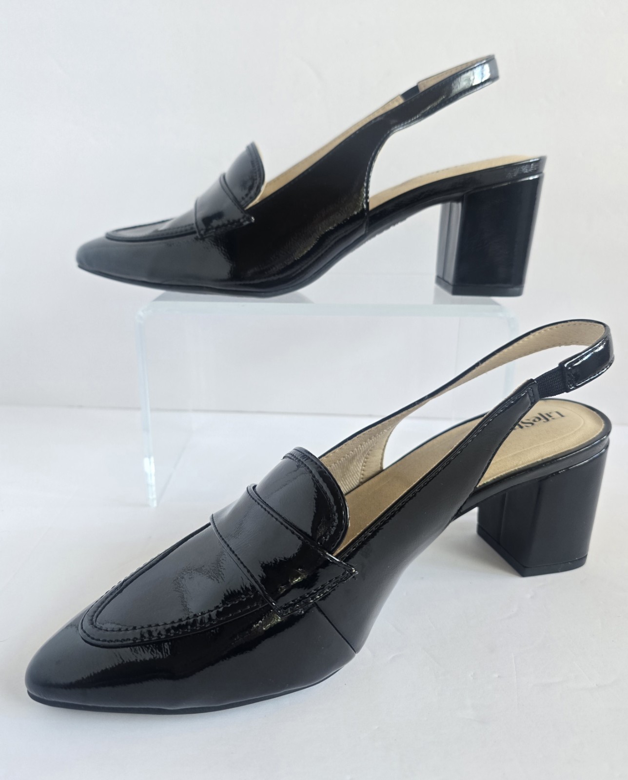 LifeStride Angel Pointed Toe Comfort Block Heel Slingback Pumps Size 7 Wide NIB