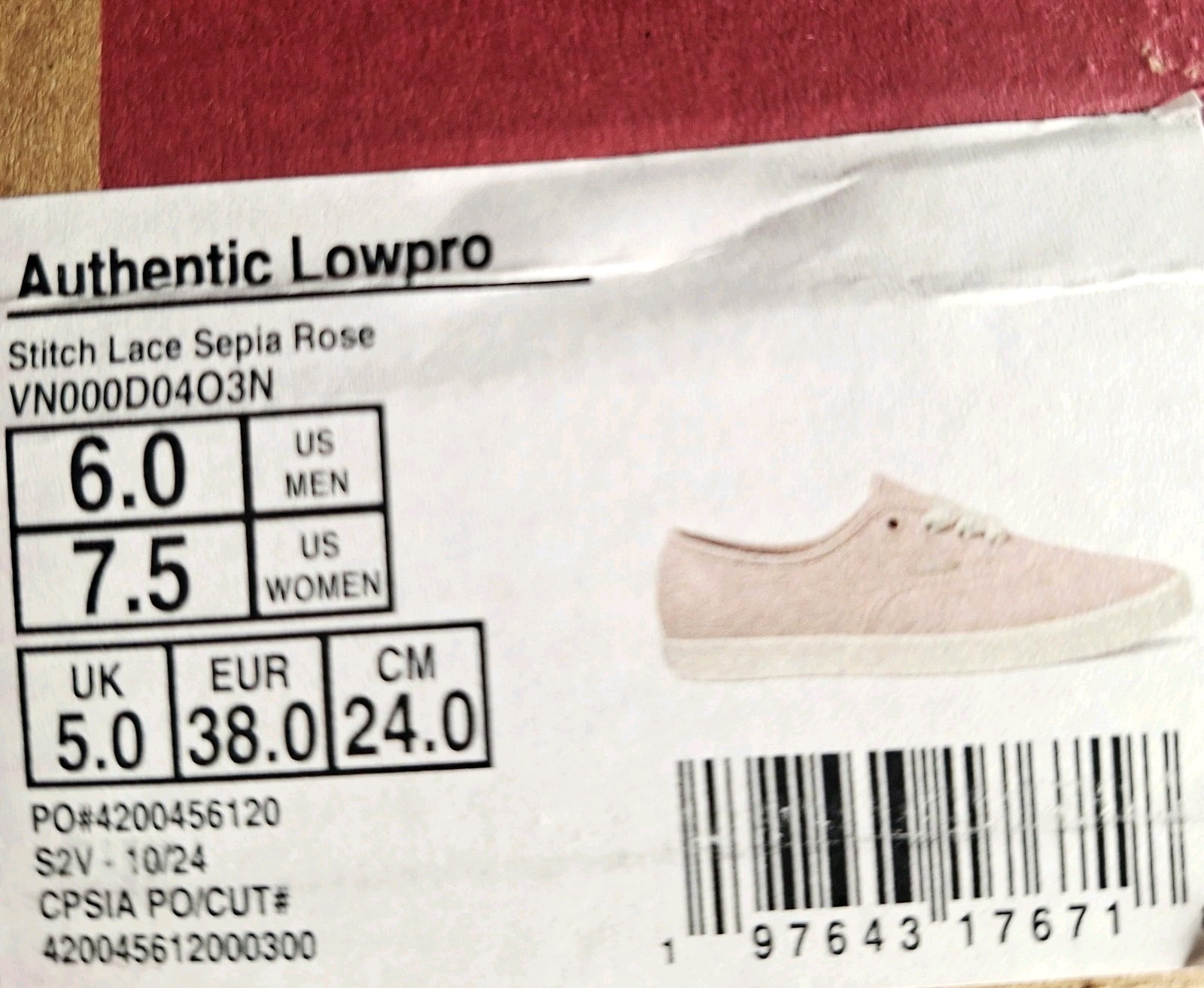 ​Vans Authentic Lowpro Sepia Rose Suede Sneakers Women 7.5 Low Profile Authentic