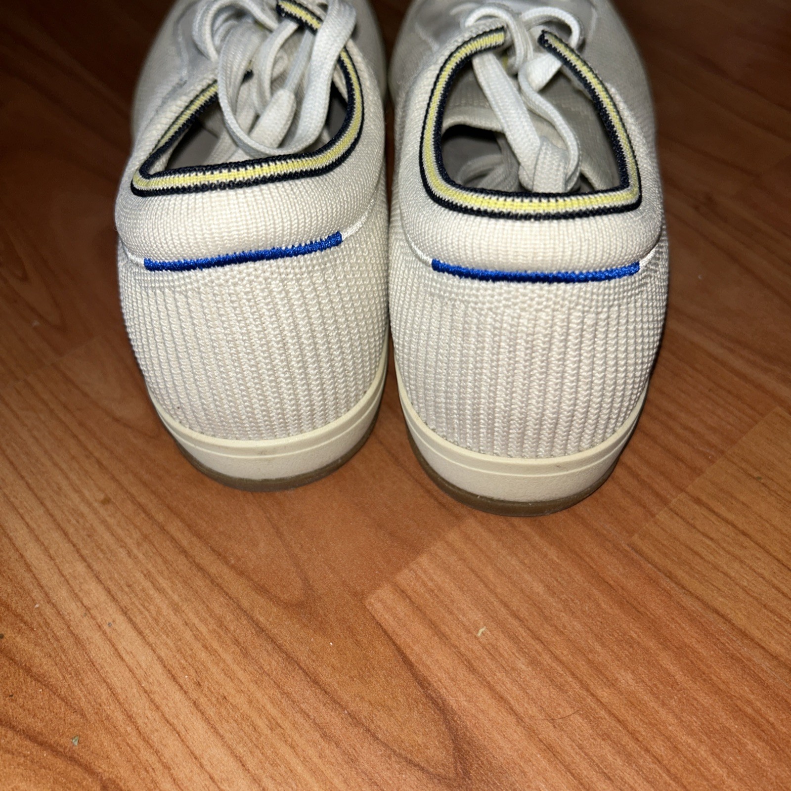 Rothy’s The Lace Up Sneaker Womens 7 Blonde Ivory Knit Comfort Low Top Shoes