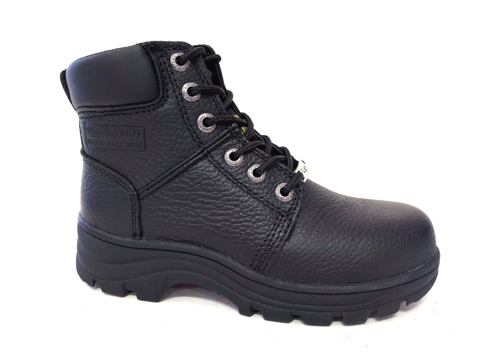 Vegace La Vega Women Black Leather Composite SAFETY TOE Work Boot Slip Resistant