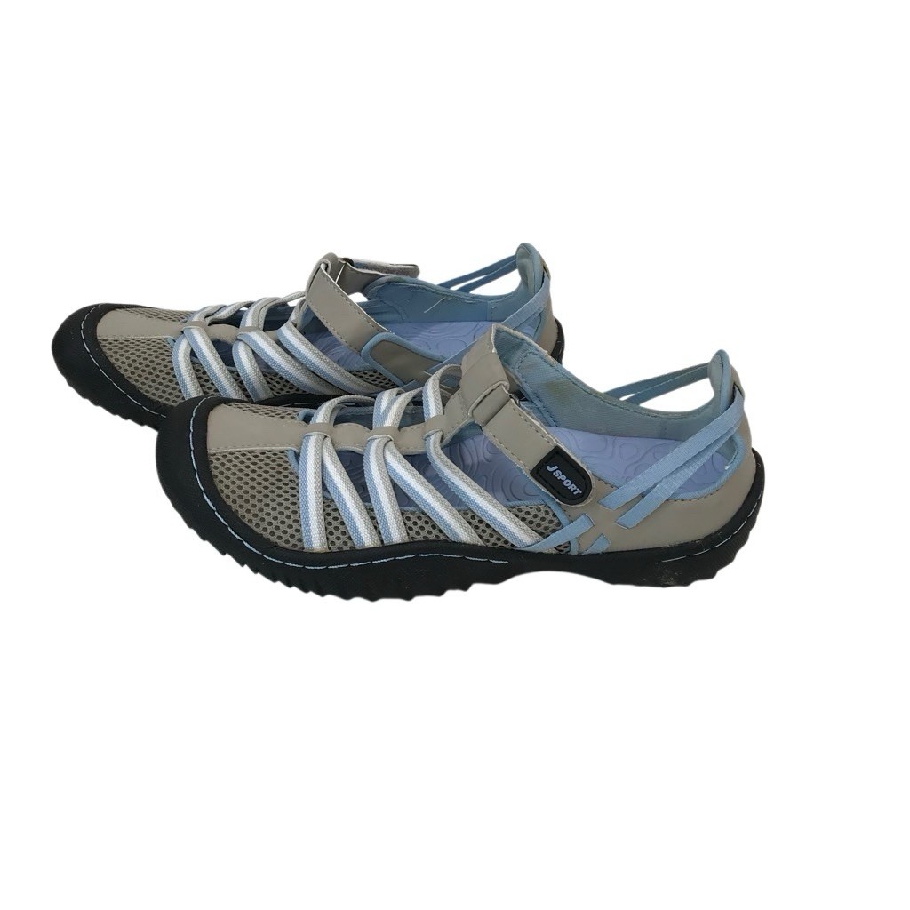 JSport By Jambu Shoes Womens 7 M Marley Slip Ons Sneakers Flats Blue Gray Mesh
