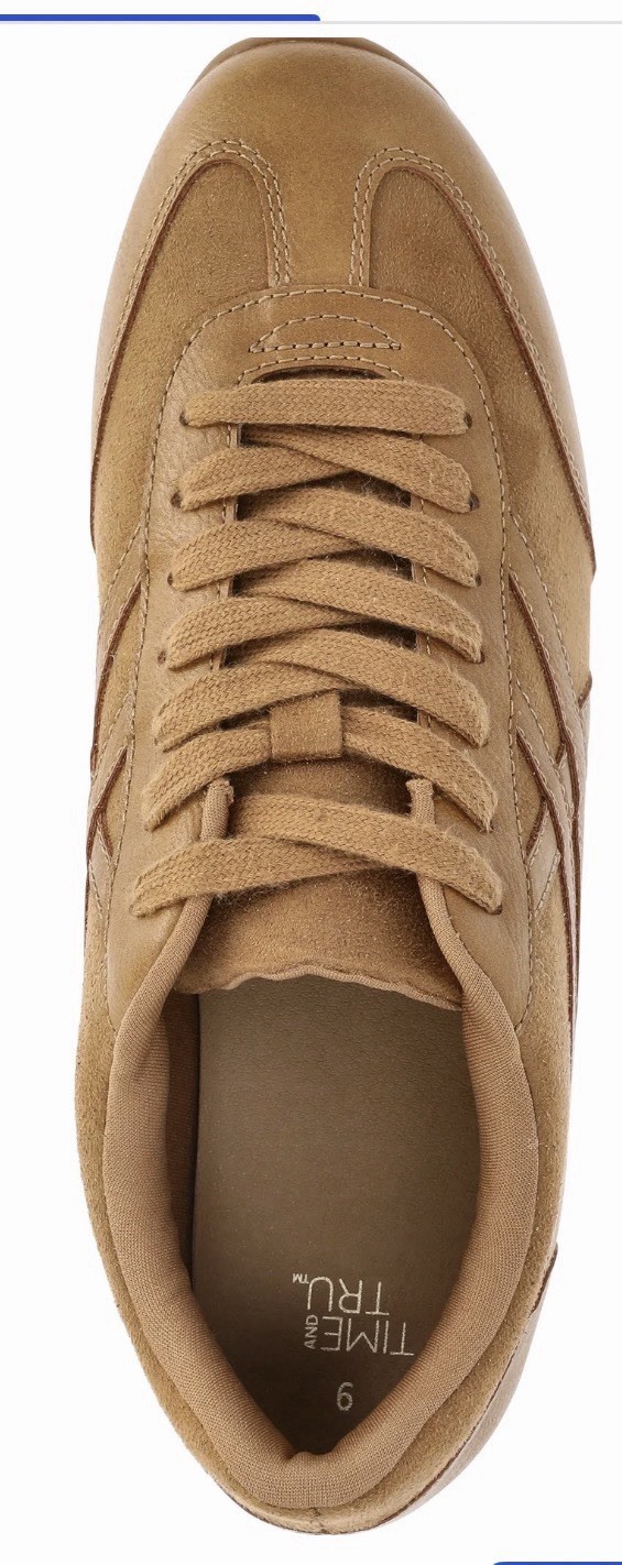 Time & Tru Womens Sneakers Size 7.5 Brown Tan Lace Up Casual Fashion Shoes New