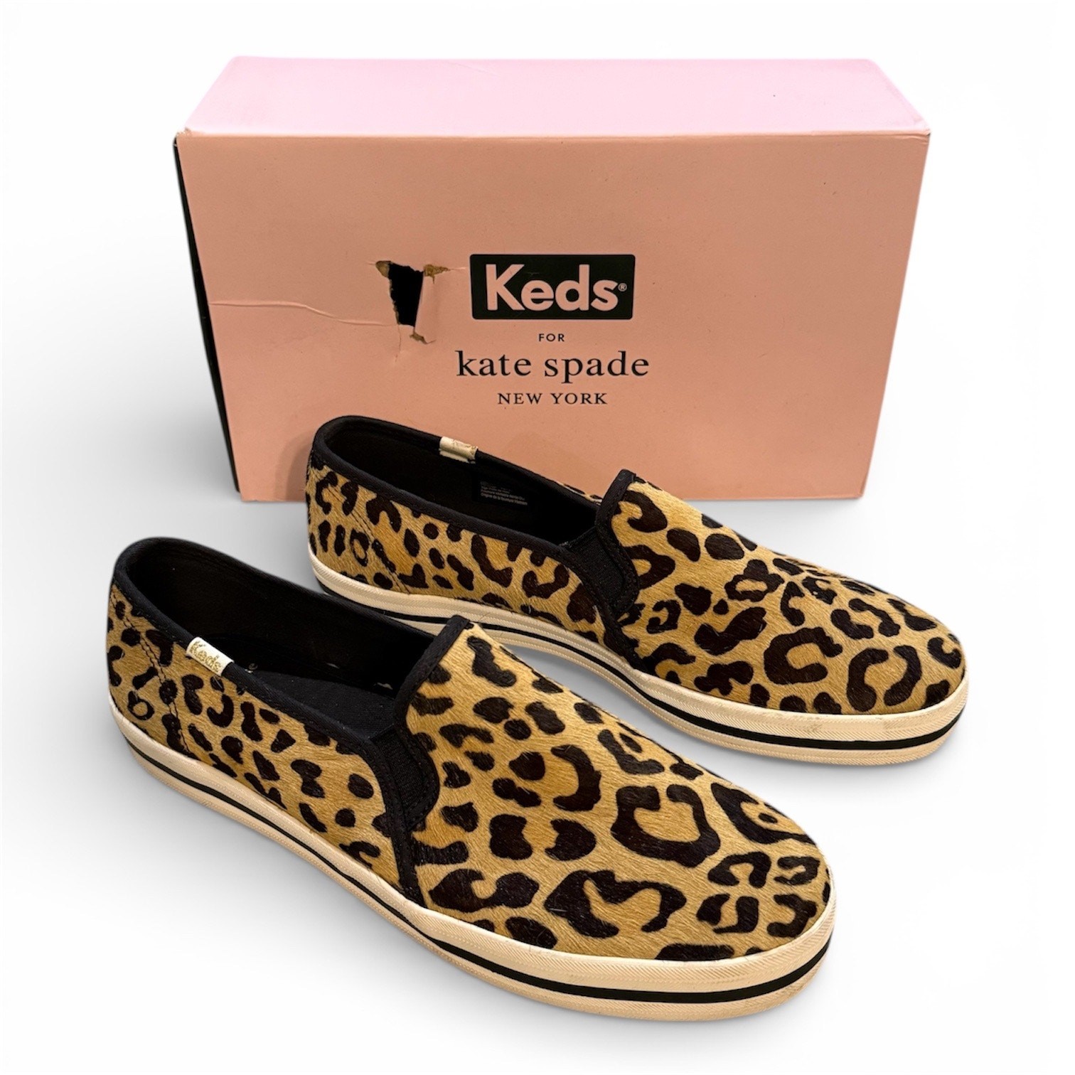 Keds x Kate Spade Sneakers Slip-On Pony Hair Leopard Animal Print Comfortable 10