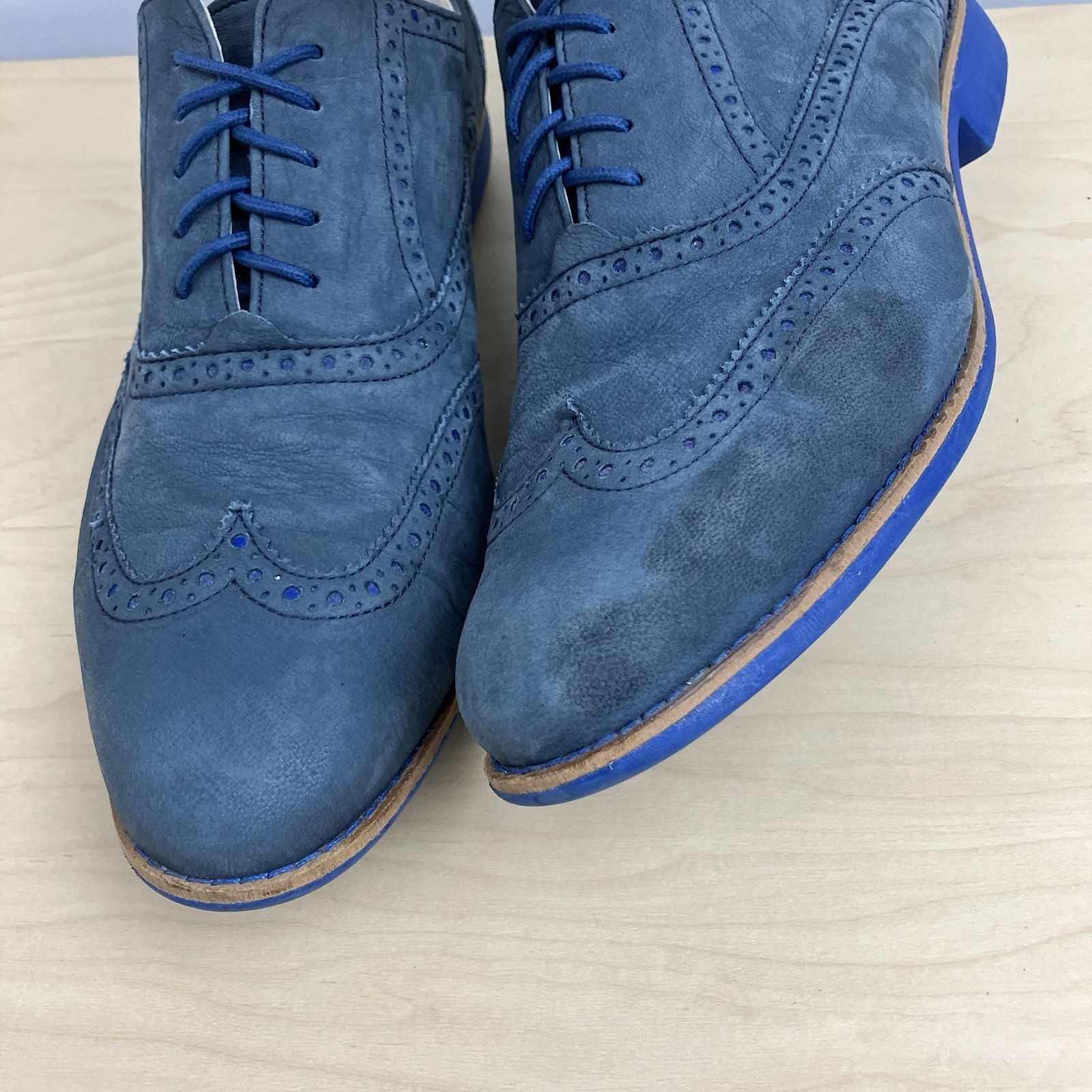 Cole Haan Women’s Size 10.5 B Alisa Blue Nubuck Wingtip Oxford Dress Shoes