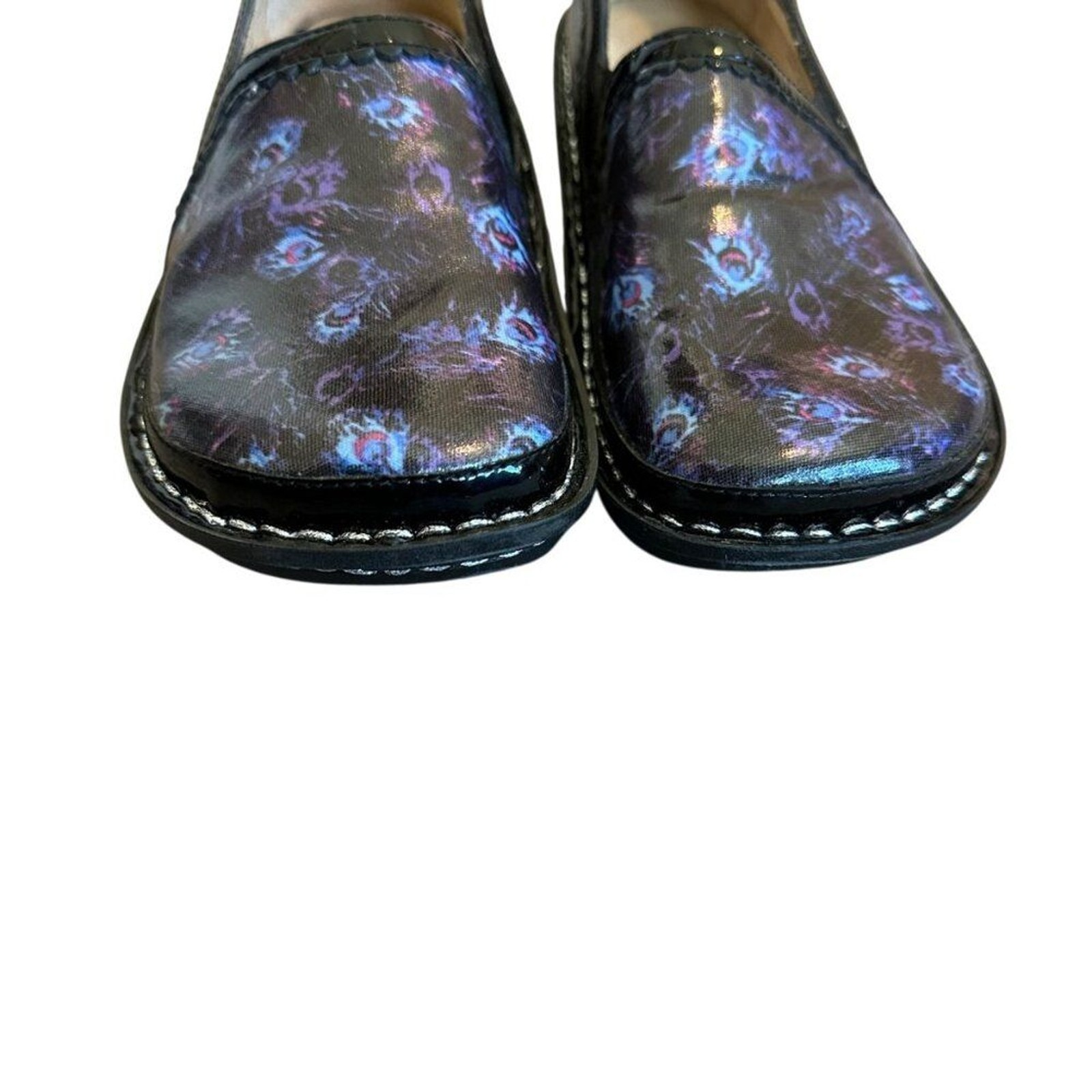 Alegria Debra Peacock Clogs Leather Slip-On Comfort Shoes Nursing Size 36 Womens