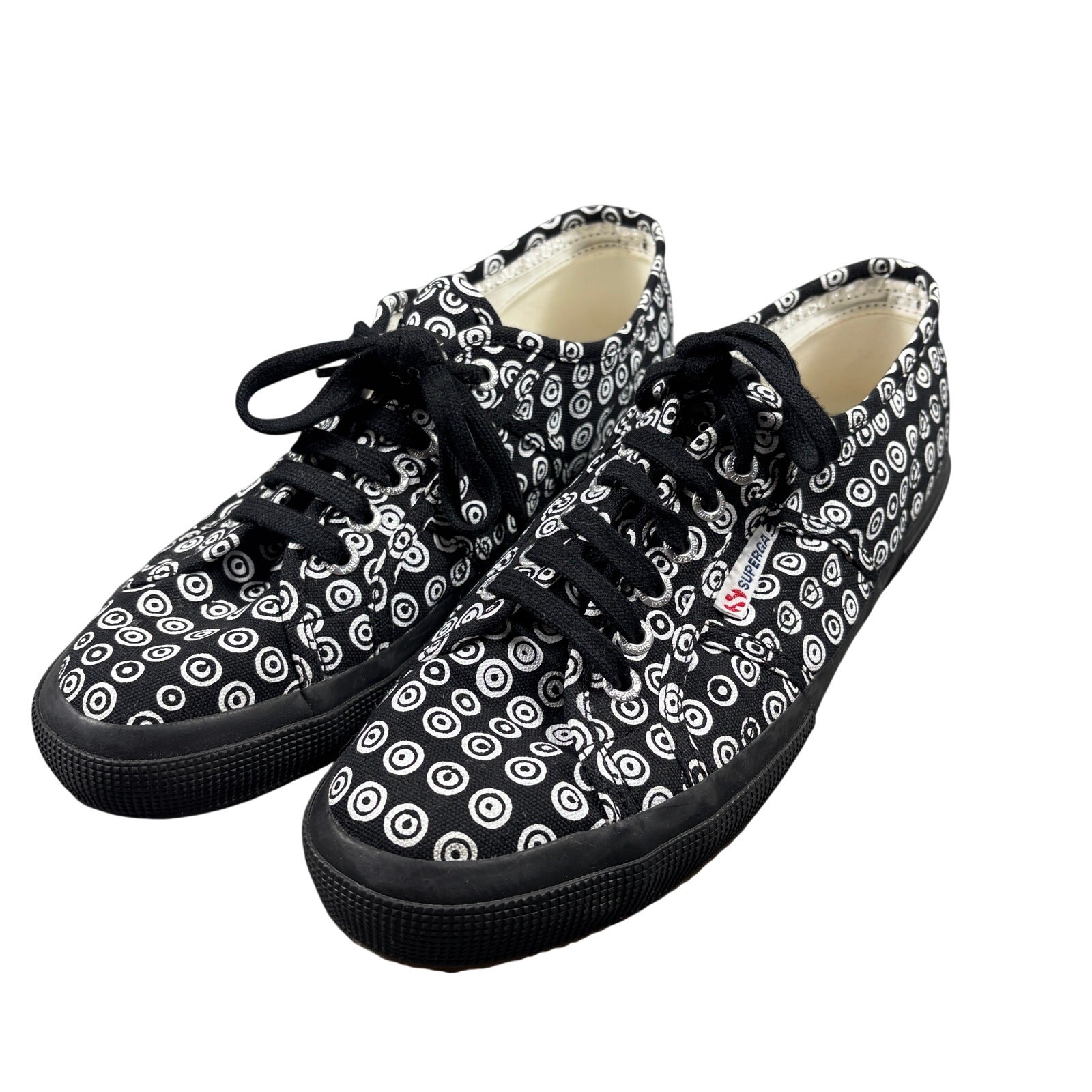 10 CORSO COMO x Superga Low Top Sneakers 10.5 Canvas Graphic Print Black White