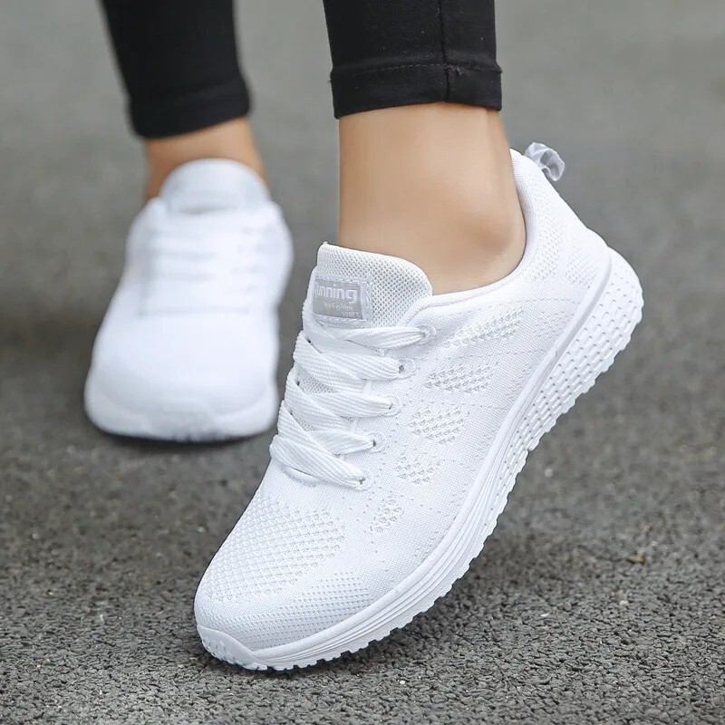 Women’s Fashion Sneakers Casual Walking Shoes Breathable Flats White Gym Style