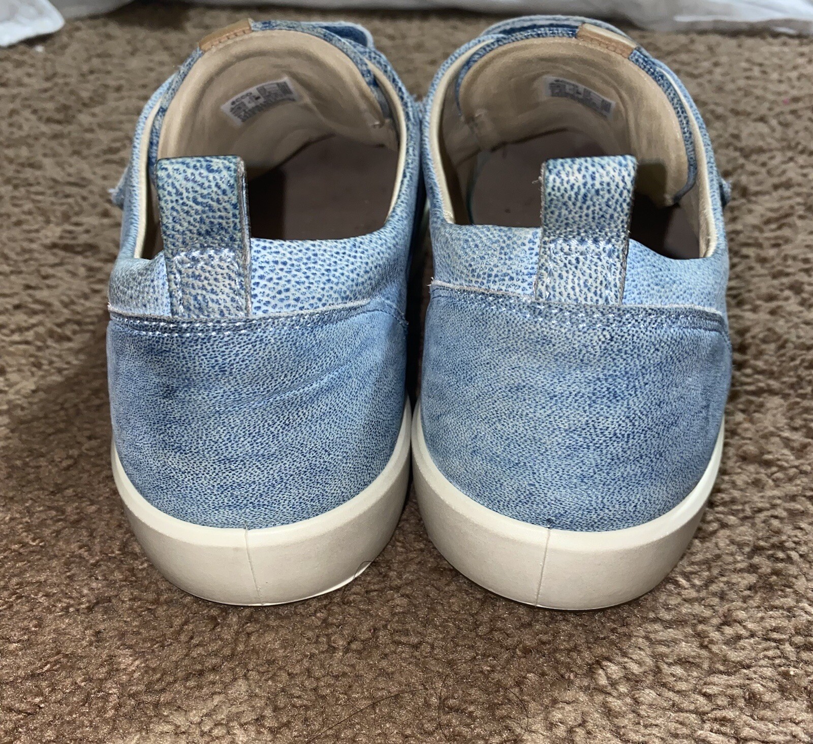 ECCO Soft 8 3-Strap Blue Women’s Size 10 Shoes EU 41 Denim Hook Loop Comfort