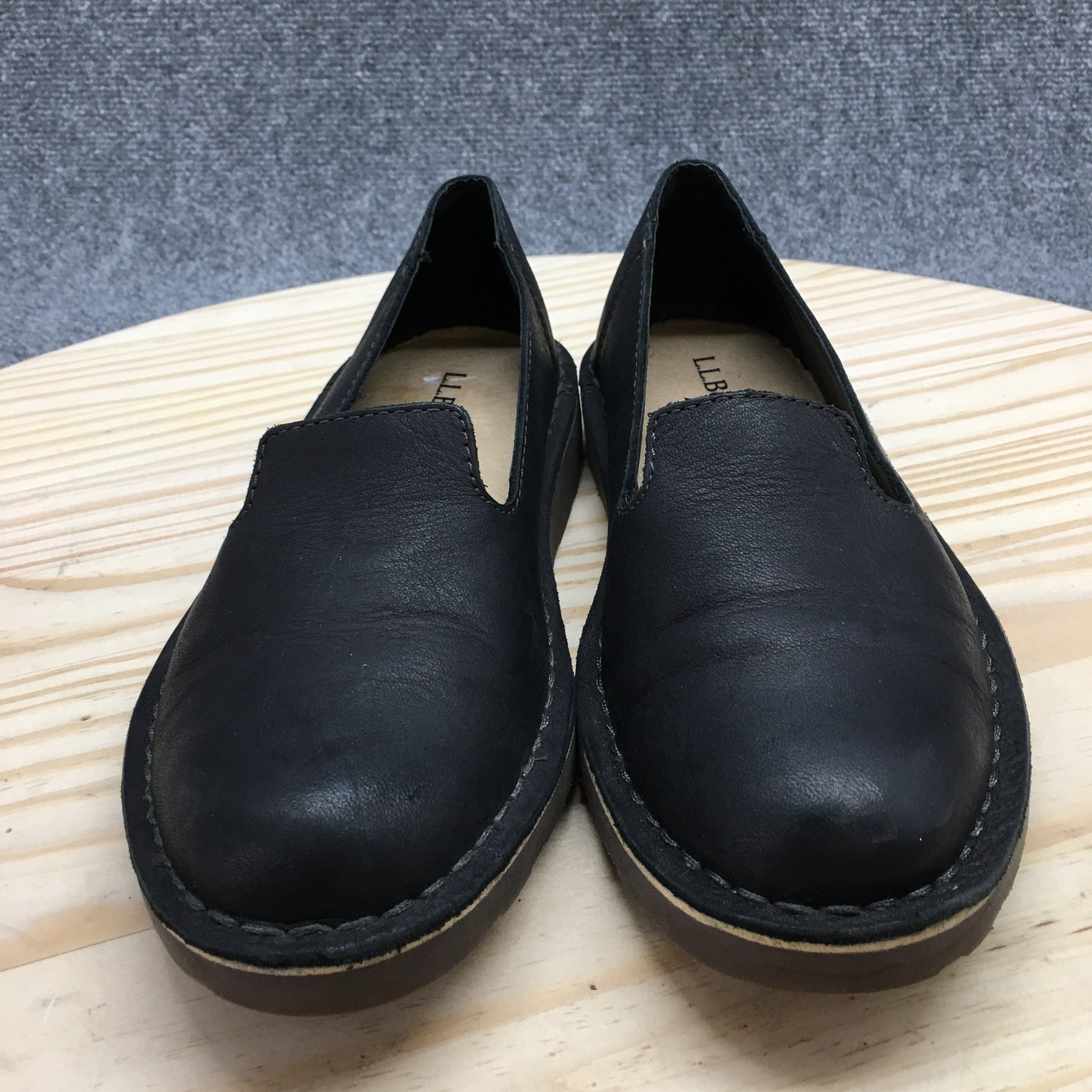 LL Bean Shoes Womens 7 M Stonington Slip On Loafers Black Leather Casual 507146