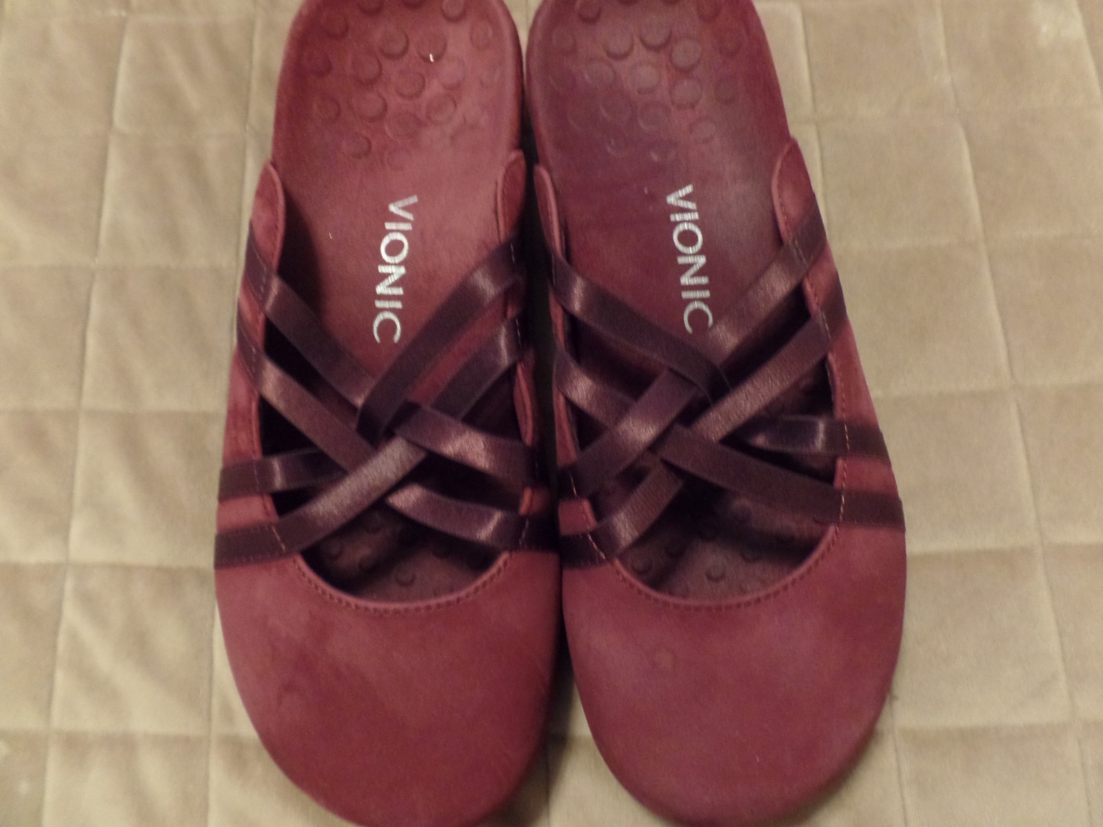 Womens,VIONIC, Claire Suede Slip-on Elastic Straps,Burgundy,US 8/UK6/EU39,Ex Con