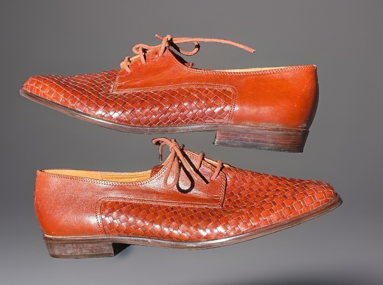 Vintage Bandolino Brown Woven Leather Oxford Women’s US10M Made In Brazil