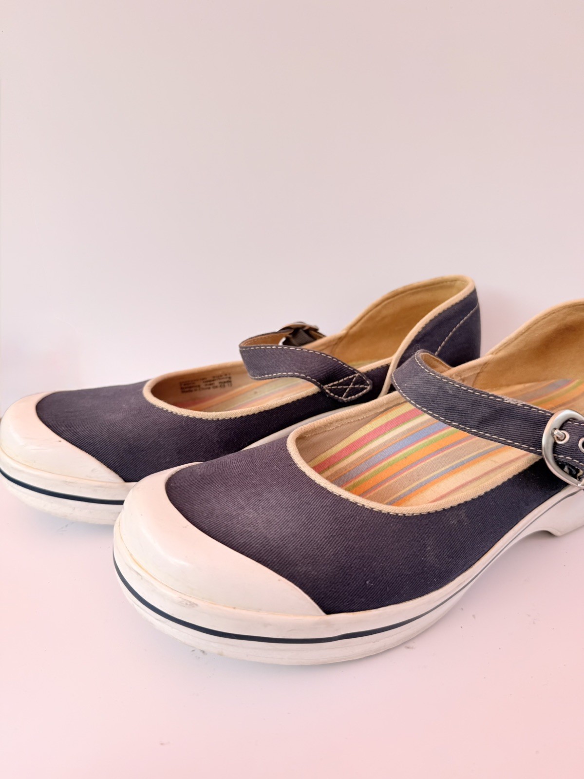 Dansko Vegan Navy Blue Canvas Mary Jane Clogs Slip Resistant 41 6606540100