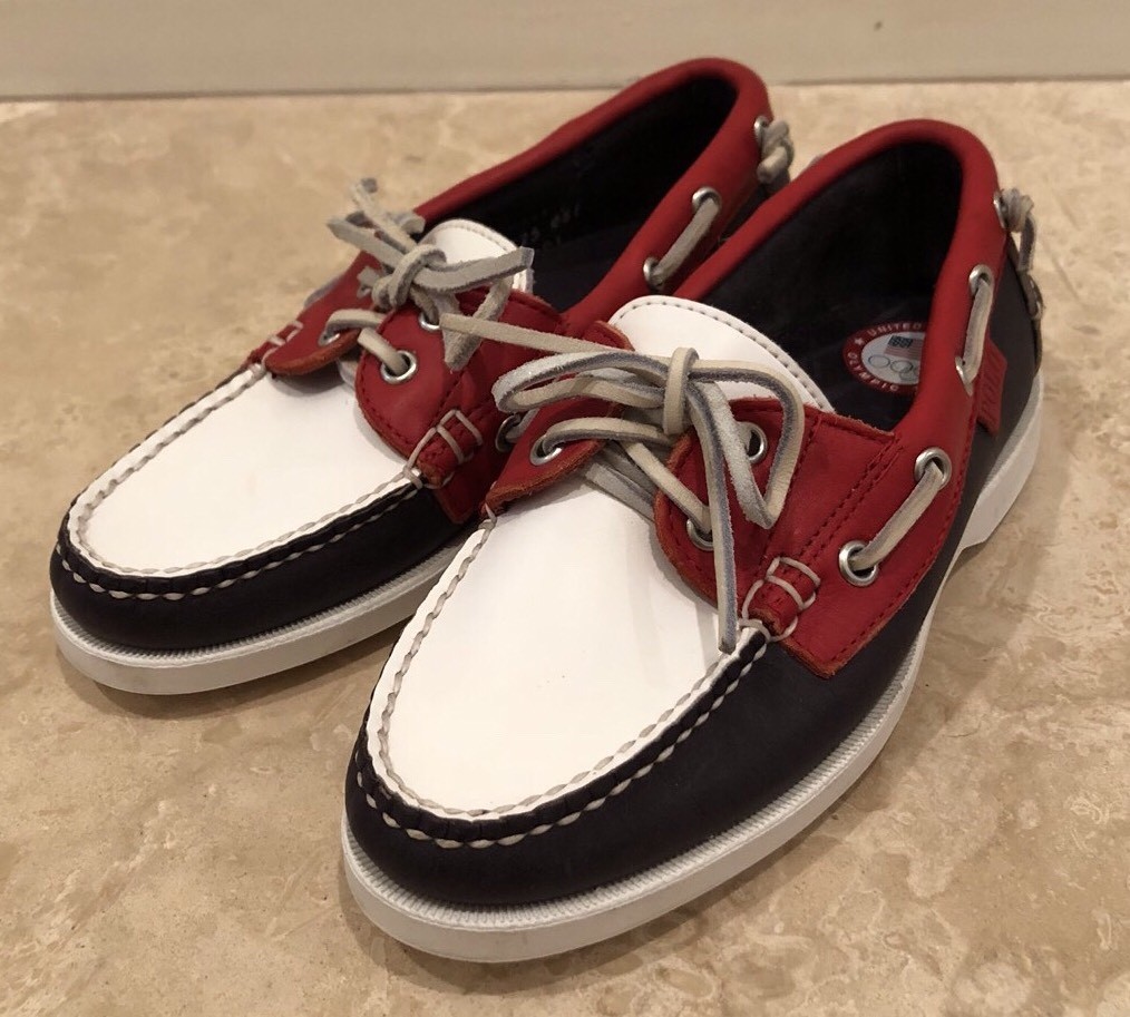 RALPH LAUREN United States Olympic Team Nautical Deck Shoes Made In USA 5B RARE!