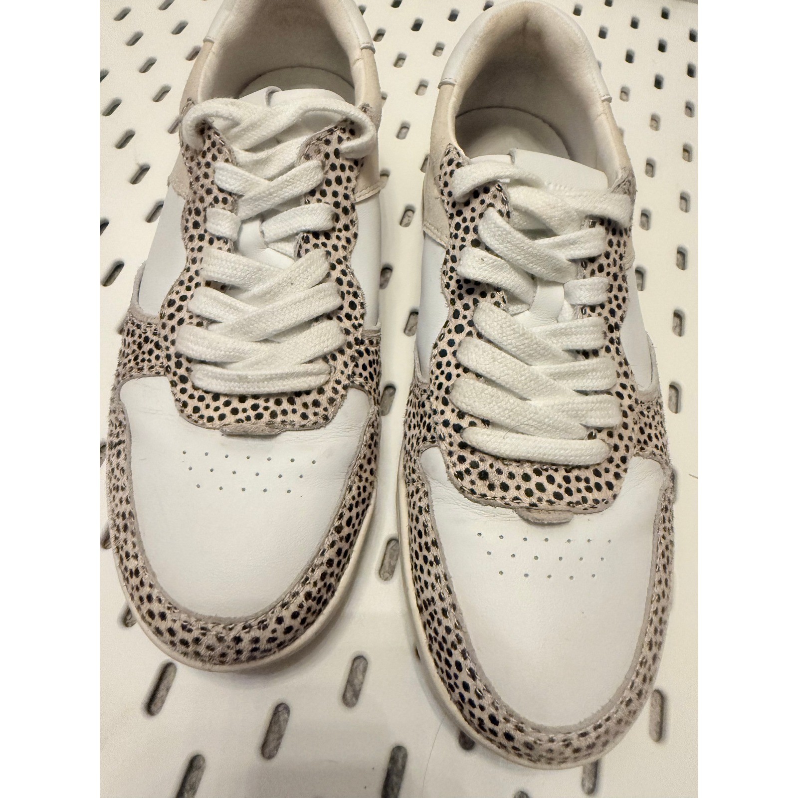 Madewell Court Spotted Calf Hair Sneakers Womens 8 Beige White MD783