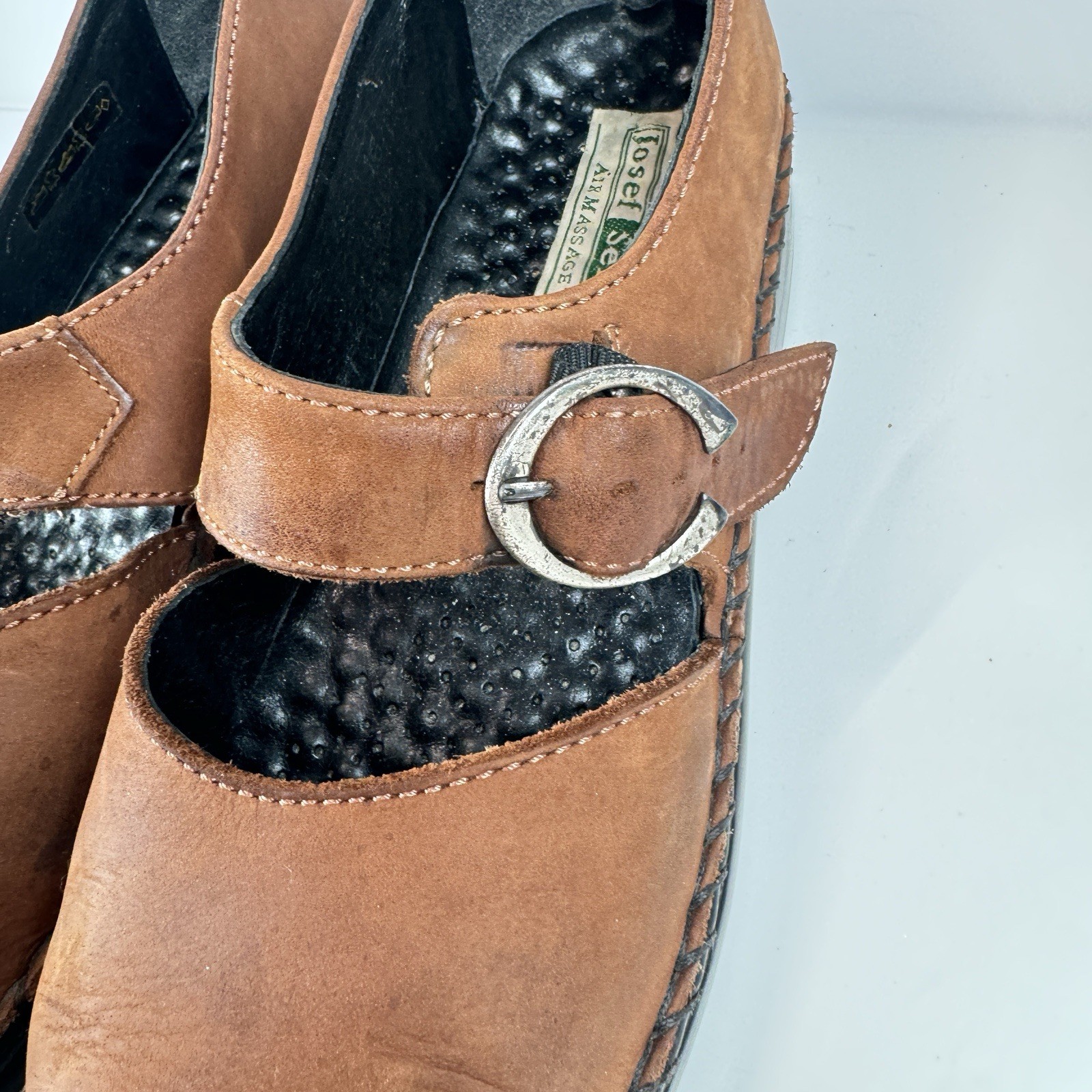 Josef Seibel Air Massage Mary Jane Ring-Buckle Shoes EU 40 US 9-9.5 Brown