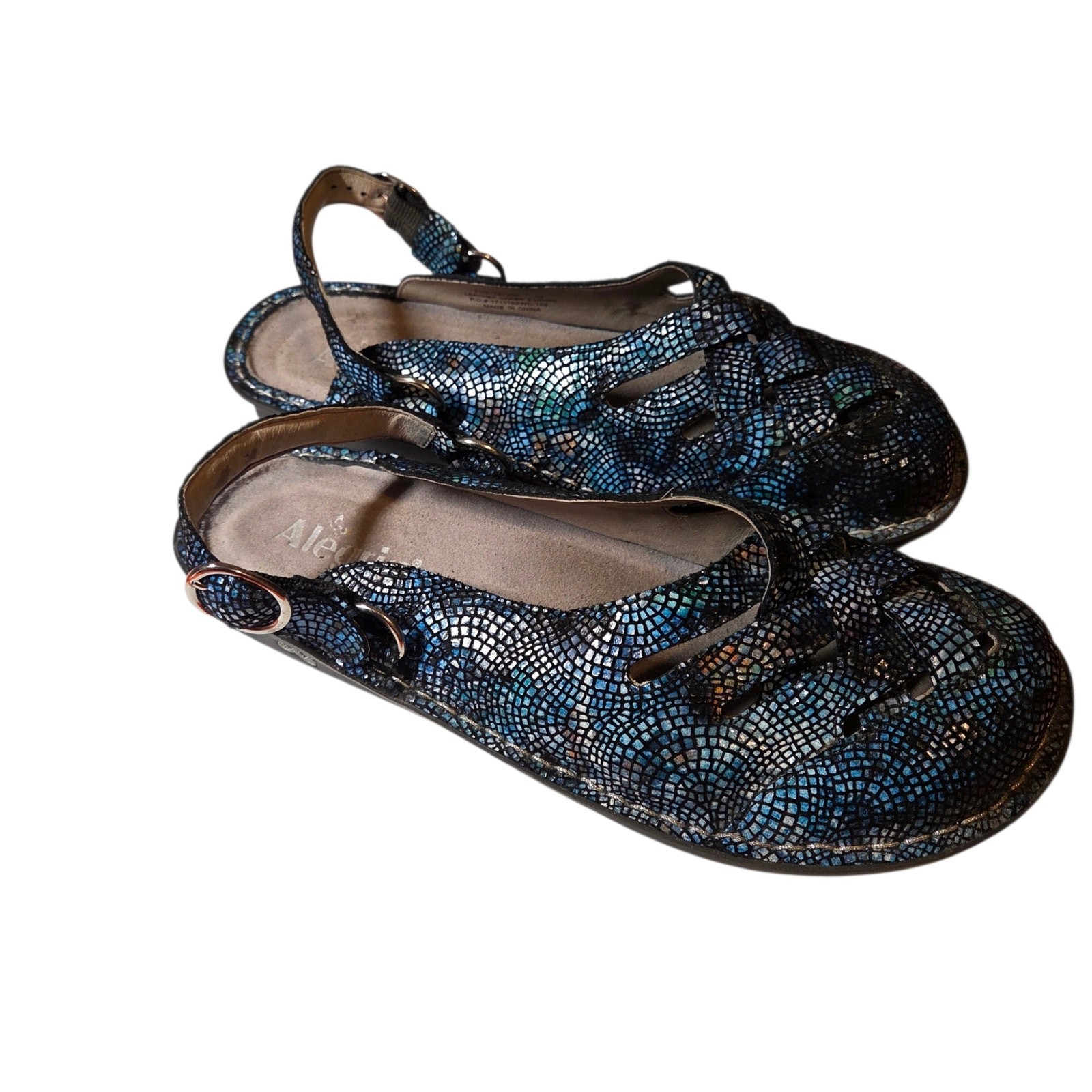 Alegria by PG Lite Freesia Clogs, Sandals, or Mules Metallic Peacock Blue sz 42