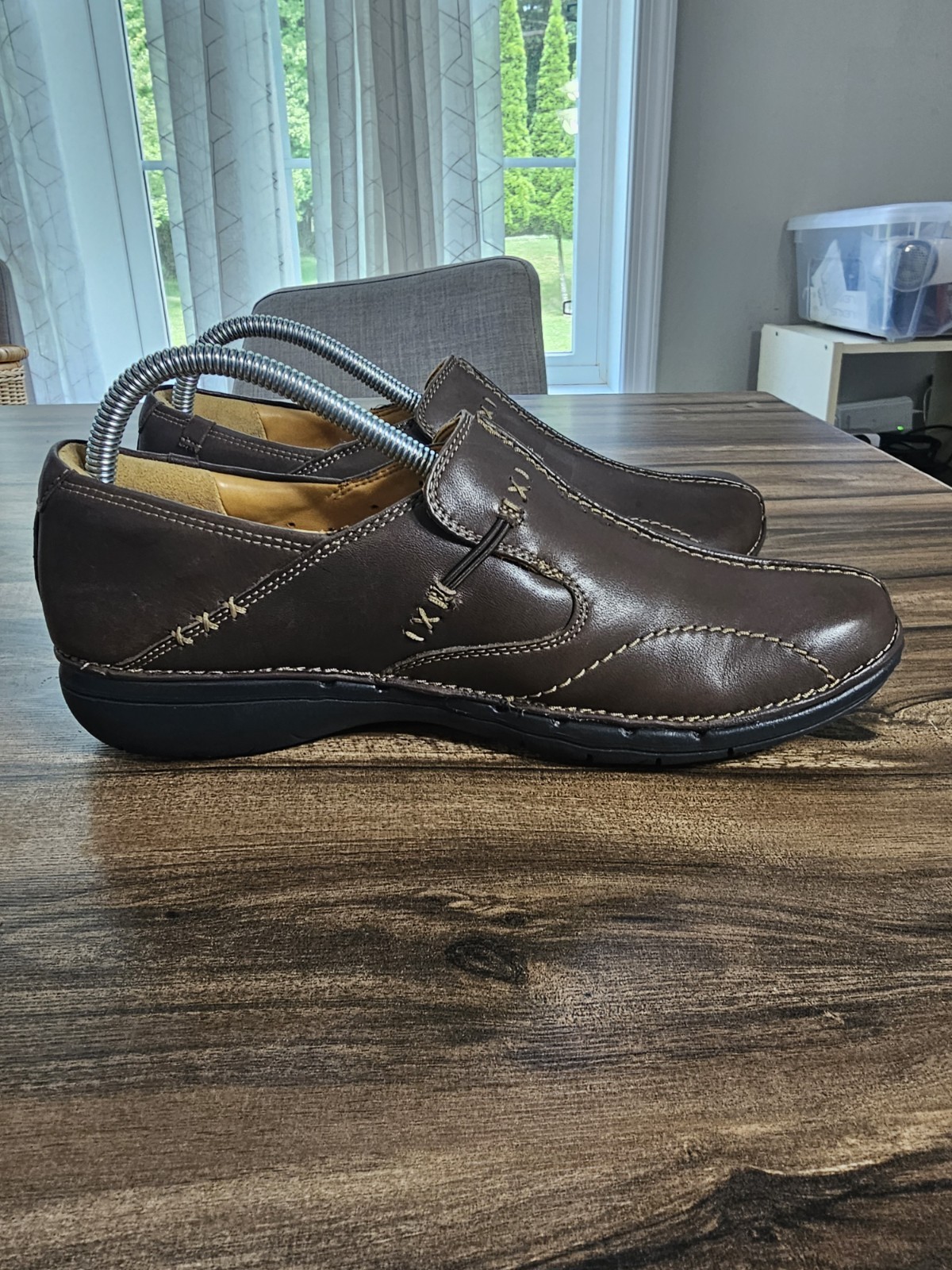 Clarks Unstructured Un Loop Loafers Dark Brown Leather Slip On Shoes Women 9