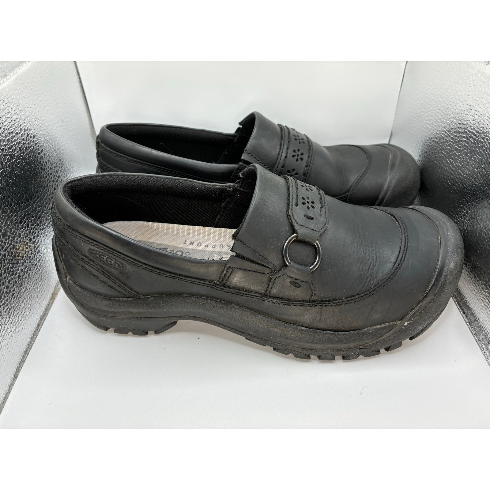 KEEN Kaci II Women 9.5 black leather Slip On Clog Comfort Shoe EU 40 India