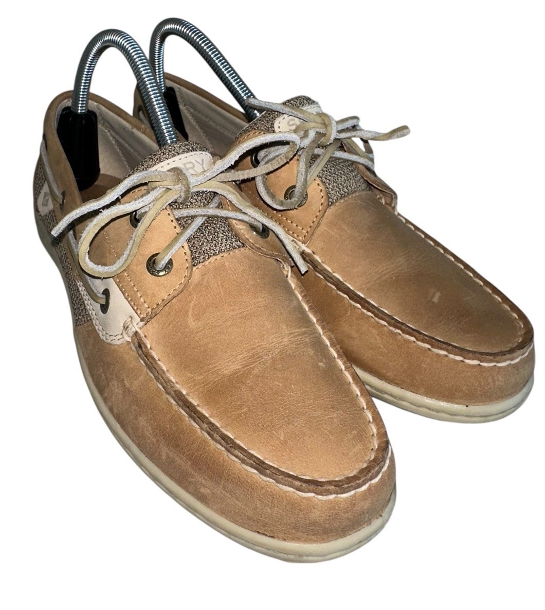 SPERRY Top Sider Women’s Size 9 Koifish 2 Eye Boat Shoe Linen/Oat ST95589