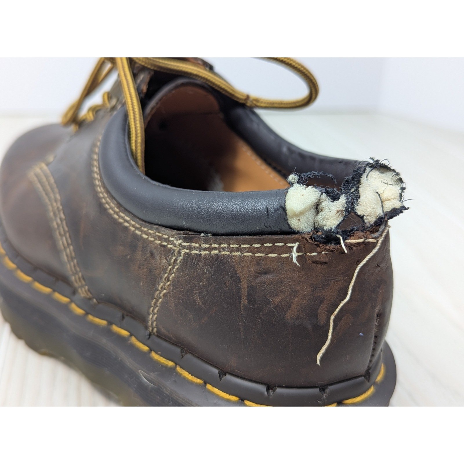 Pair w/ EATEN LEFT SHOE Dr. Martens Quad Arc Women 9 Brown Crazy Horse Platform