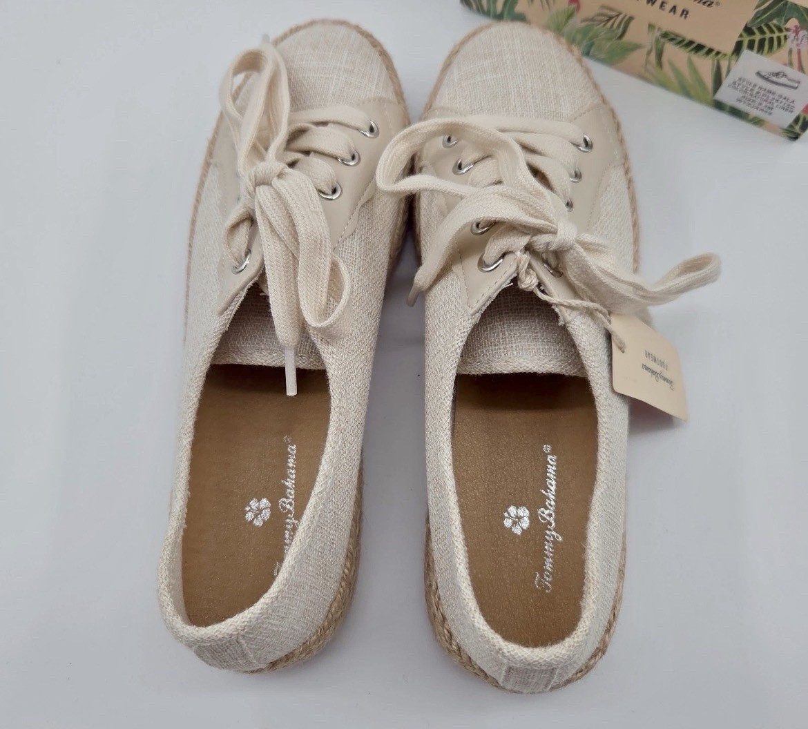 Tommy Bahama Women’s Sneakers 8.5 Natural Linen Gala Espadrille Shoes NWT