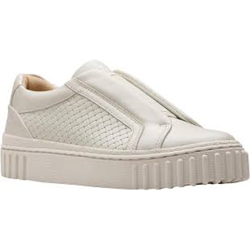 Clarks Mayhill Bay Slip On Sneakers Cream Leather Woven Women’s Size 9