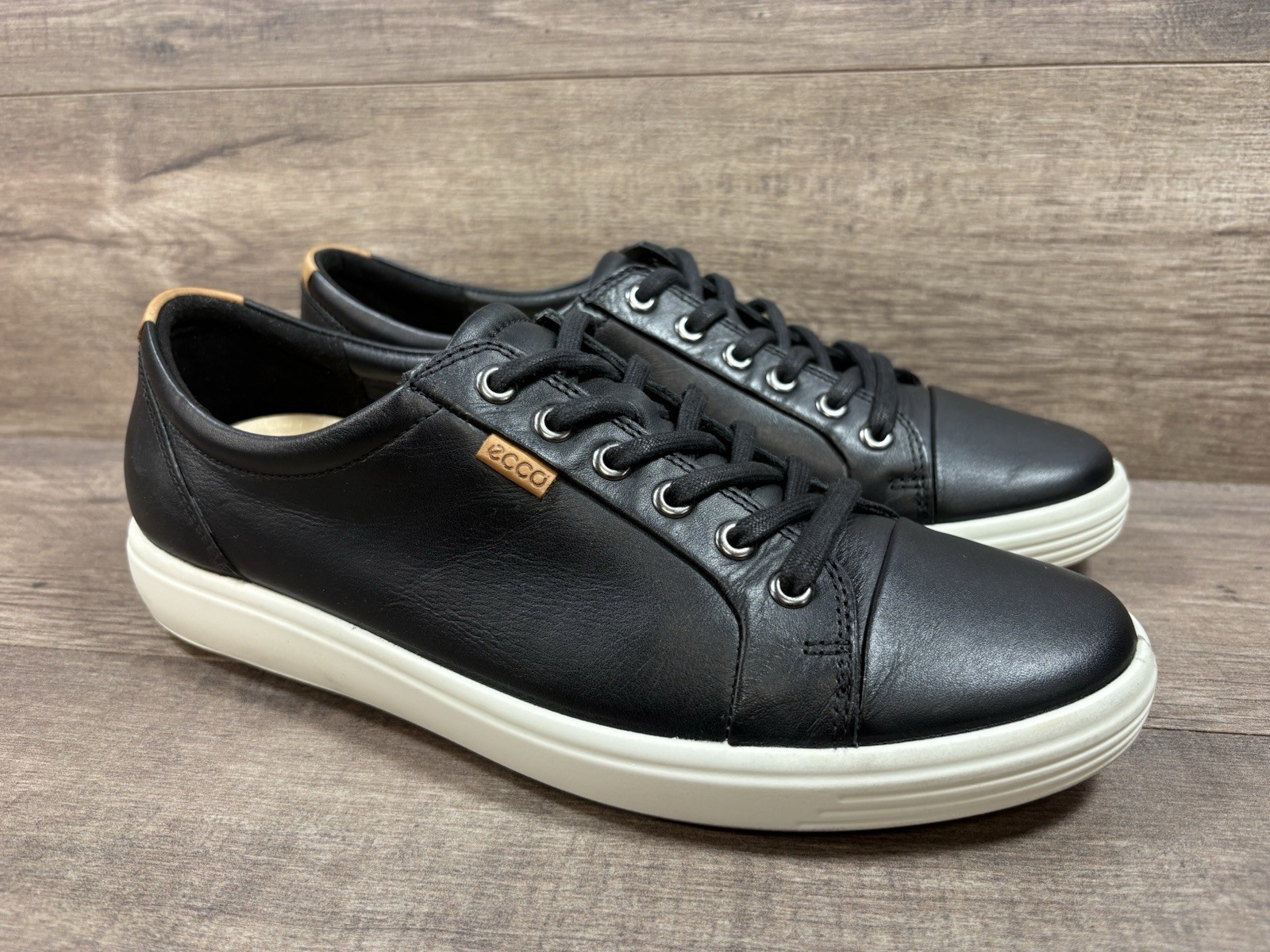 Ecco Soft 7 Walking Sneakers Shoes Black Leather Danish Womens Size 41 US 10