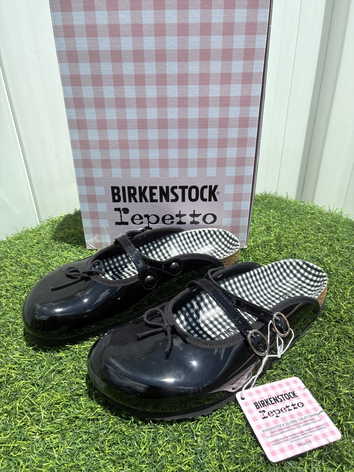 ON HAND NEW! BIRKENSTOCK x REPETTO SCALA MULES BLACK PAT.LEATHER EU 39 US 8-8.5