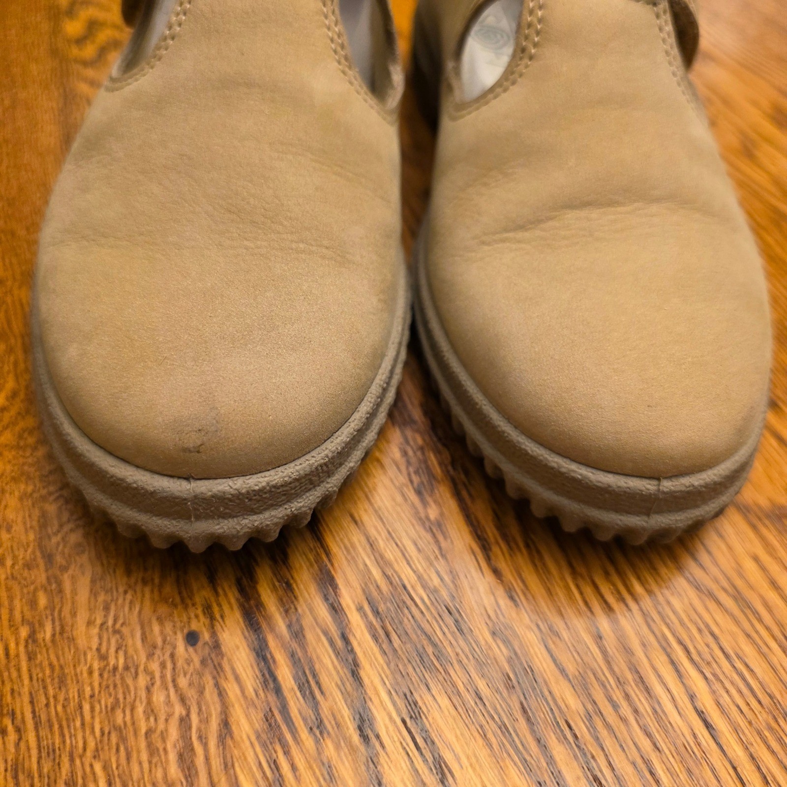 Ecco Soft Tan Sz 36 5.5-6 Suede Mary Jane Shoes Nubuck Leather Portugal Boho