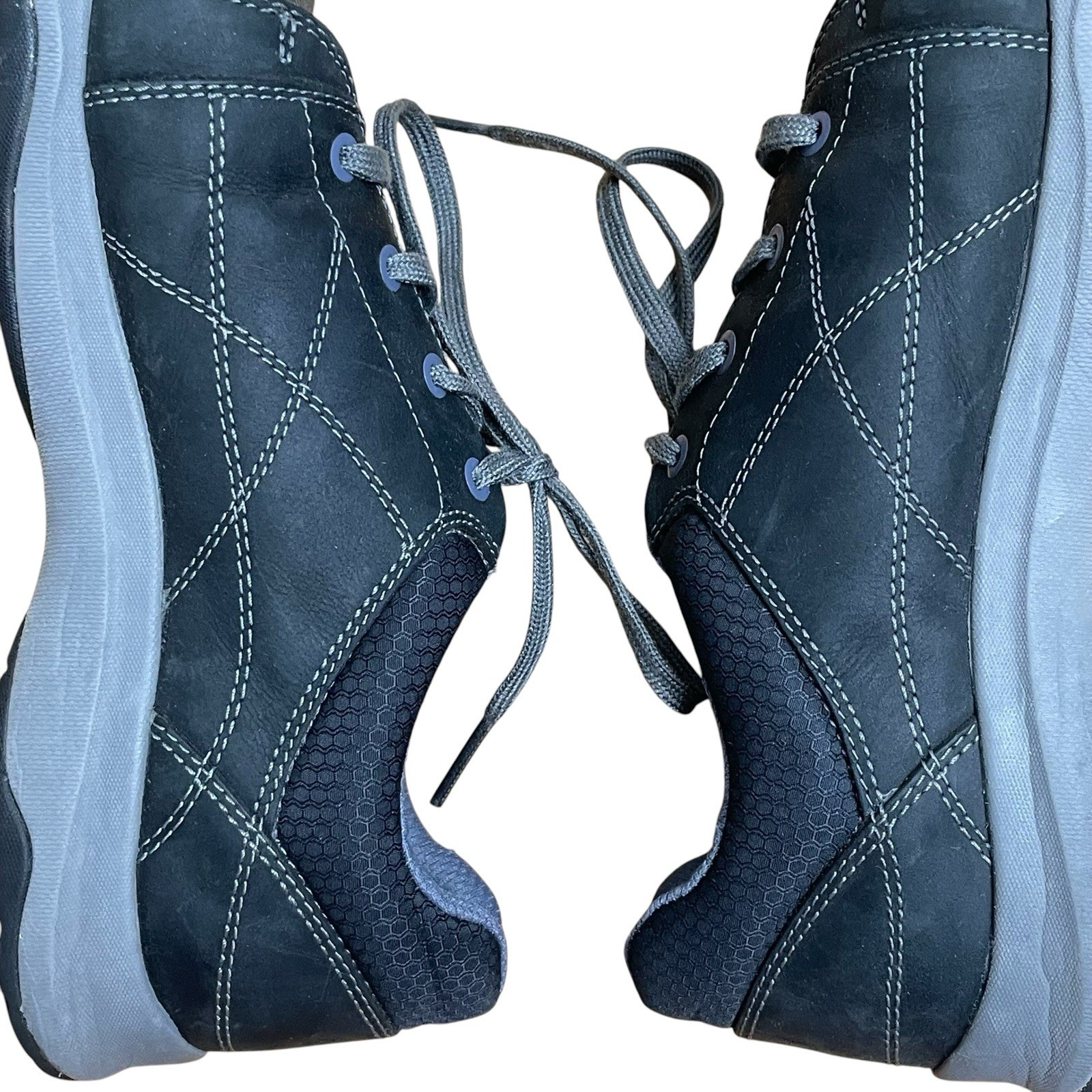 Ahnu Shoes WMNS Taraval Dk Gray/Gray Leather Lace Up Comfort Travel Shoes 7.5