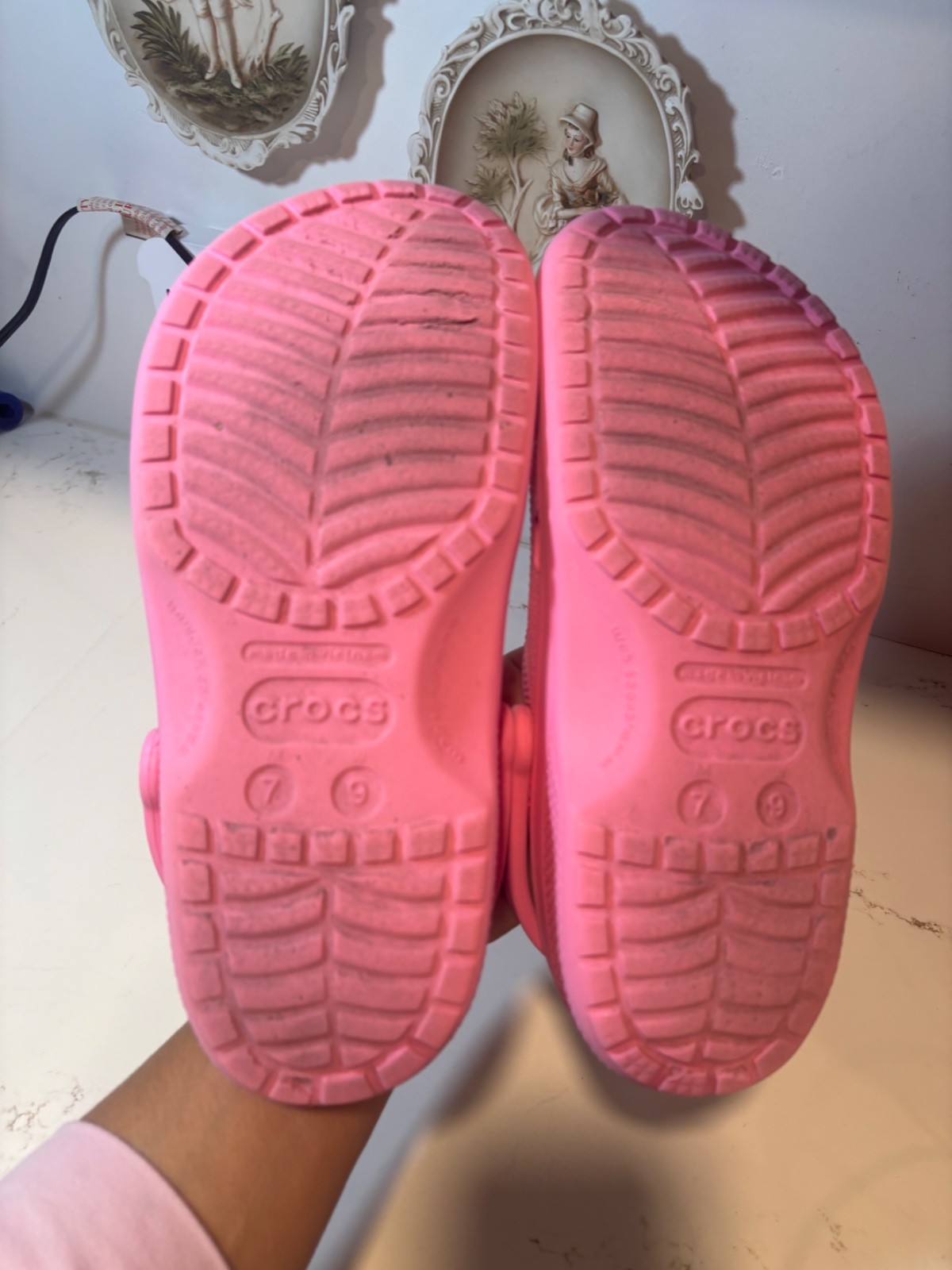Crocs Womens Shoes Size 9 Pink Rubber Activewear Slip Ons