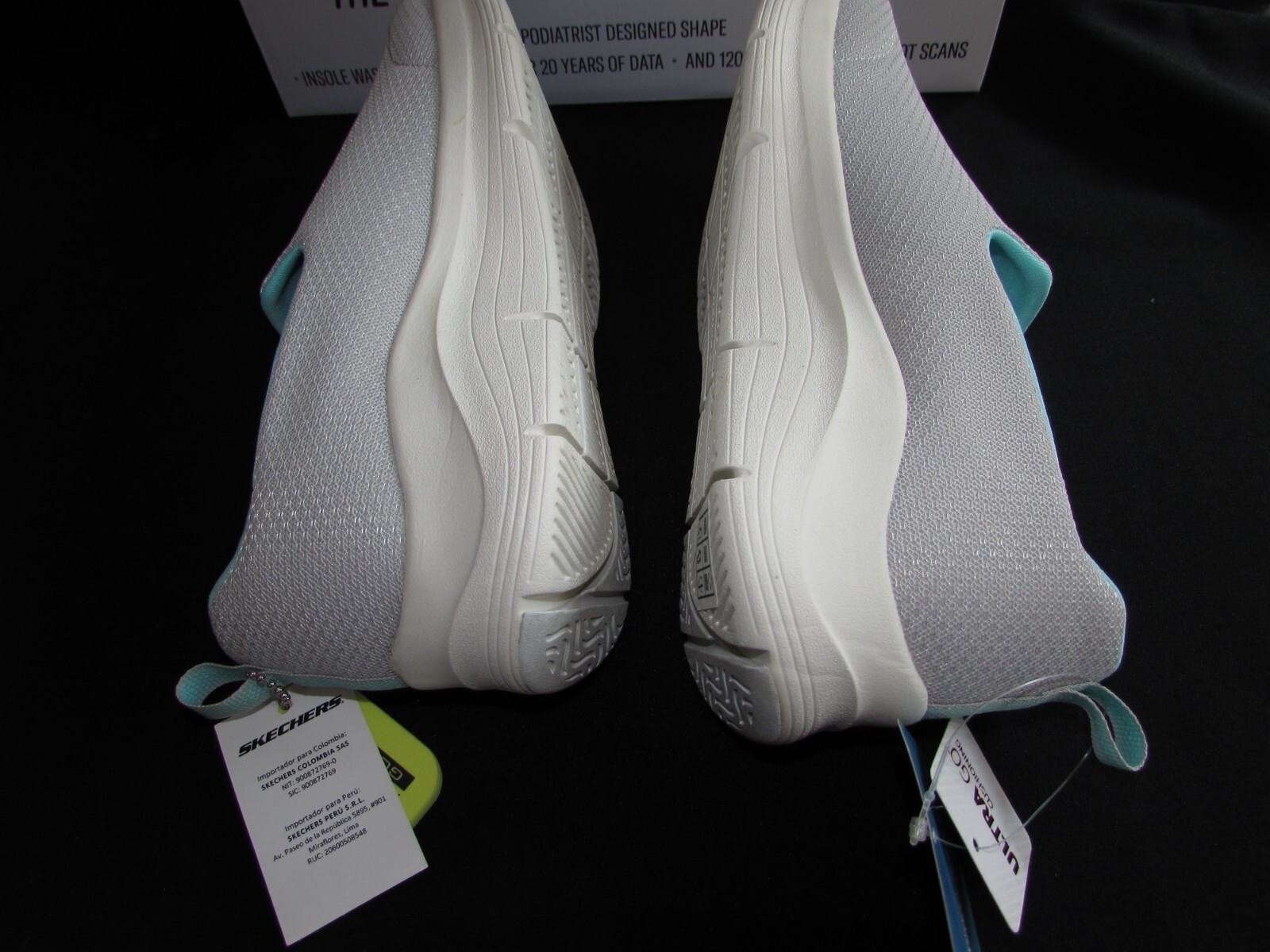 Skechers Ladies’ Arch Comfort Athletic Slip On Shoe Gray/Teal Synthetic Size 7.0