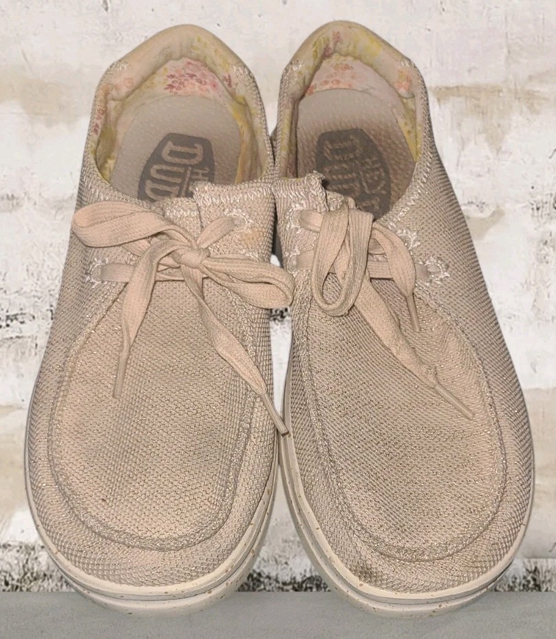 Hey Dude Womens Wendy Rise Dove Sneakers Flats Size 10 Rose Glitter
