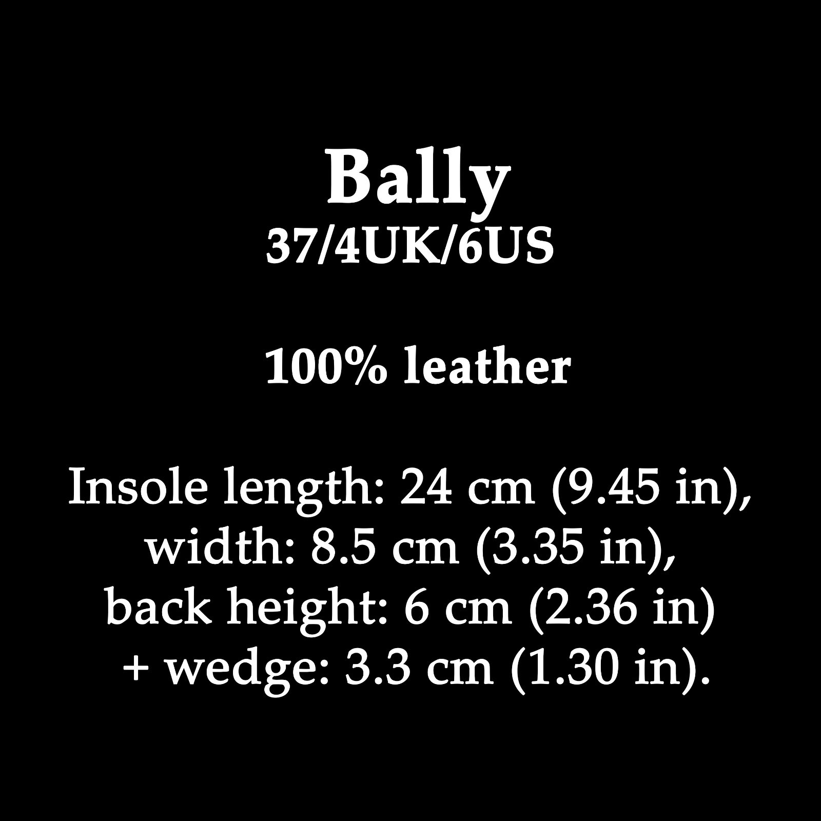 Bally Women’s Leather Wedge Loafers Shoes Black White EU 37 US 6 UK 4 Comfort