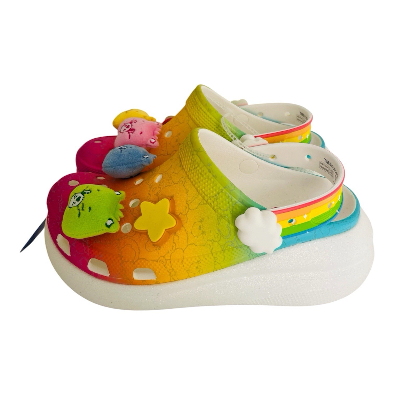 CROCS X Care Bears Platform Crush Clogs ‘Light On’ Mens 5 Womens 7 Rainbow