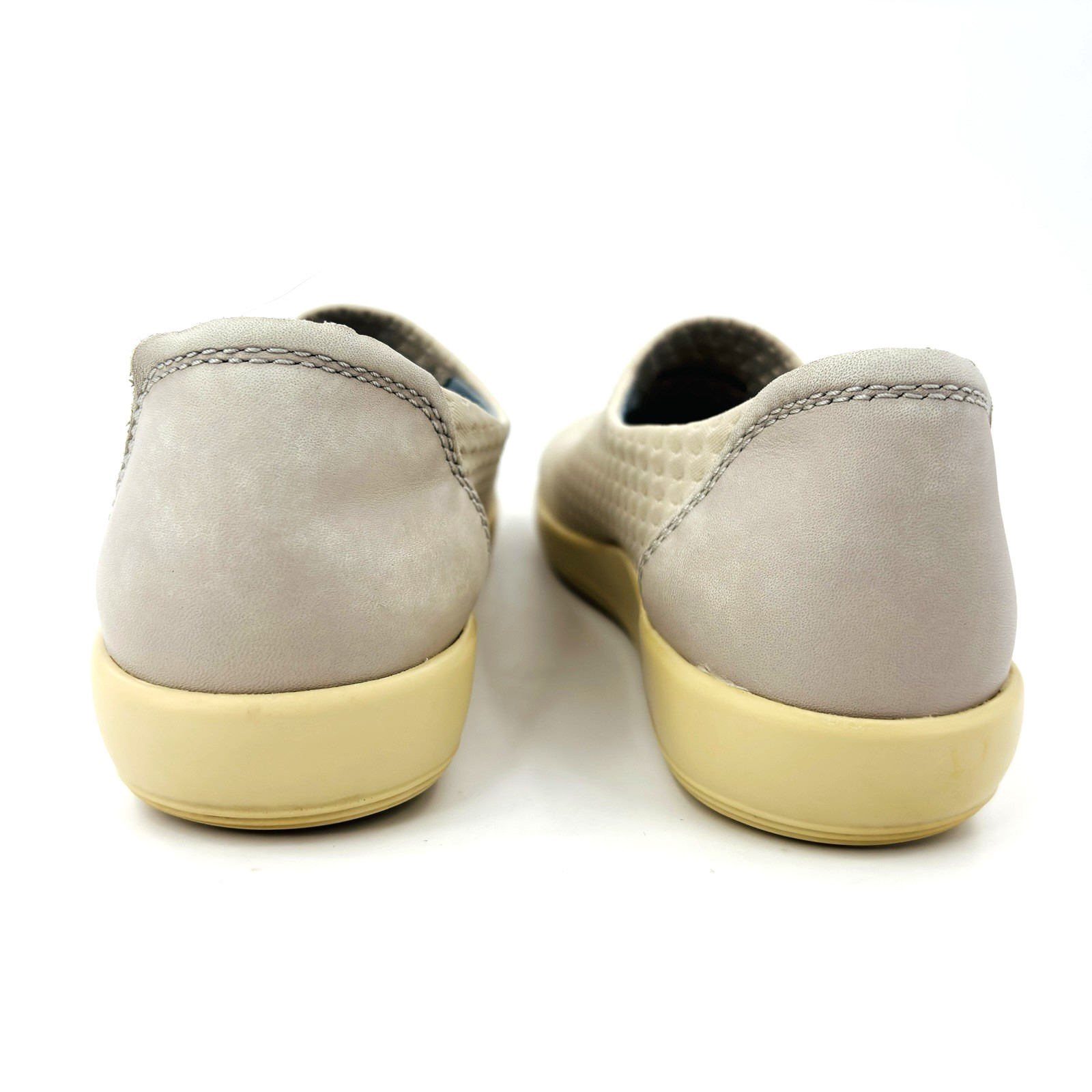 Womens 8-8.5 39 Ecco Soft 2.0 Slip On Sneakers Soft Stretch Walking Shoes Beige