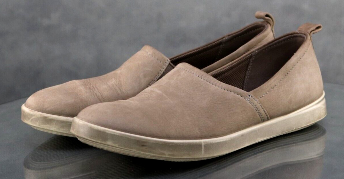 ECCO Women’s Slip Ons Casual Comfort Shoes Size EU 39 US 8-8.5 Leather Gray