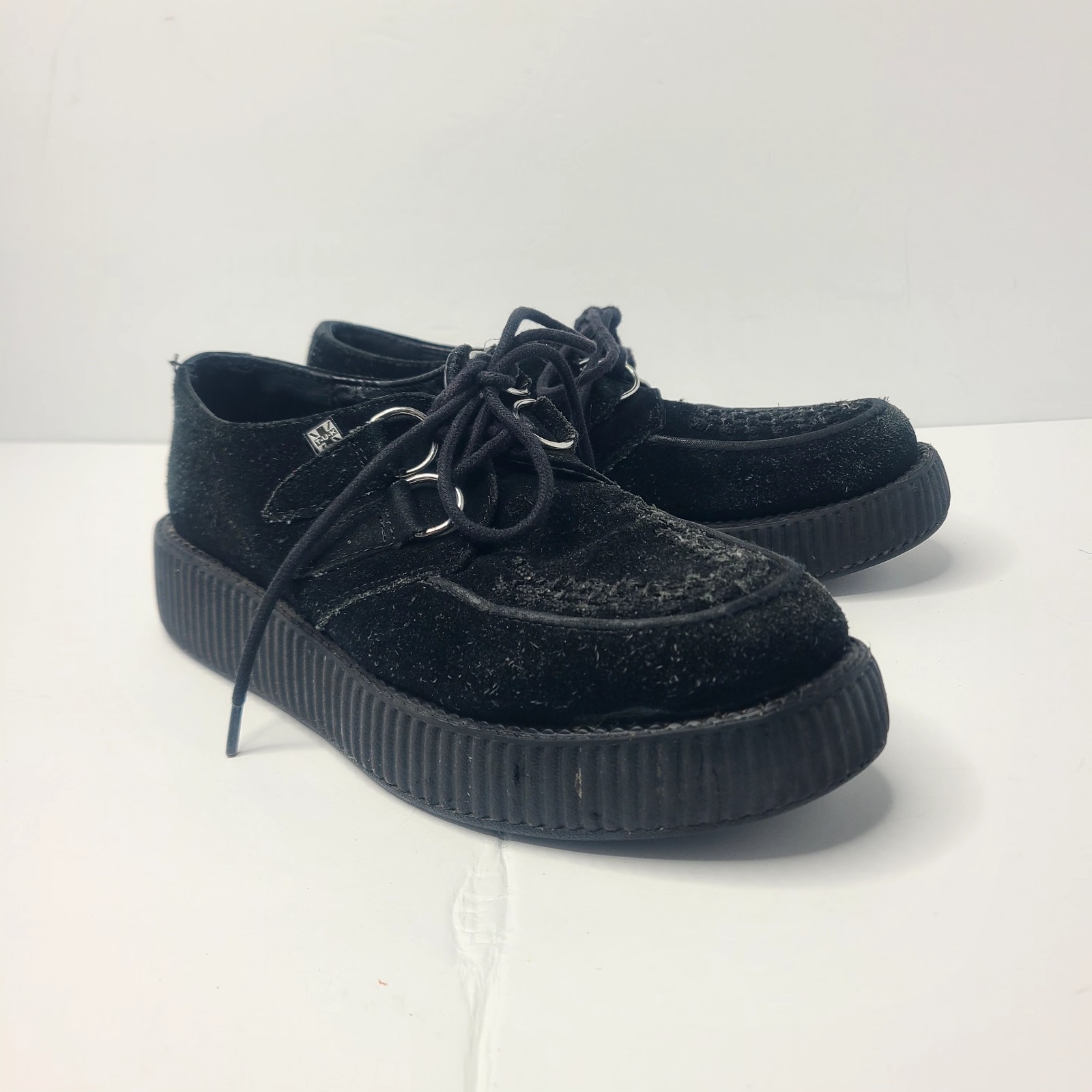 TUK Black Suede Creepers Shoes Mens 6 Womens 8 Platform Chunky Goth Punk Alt