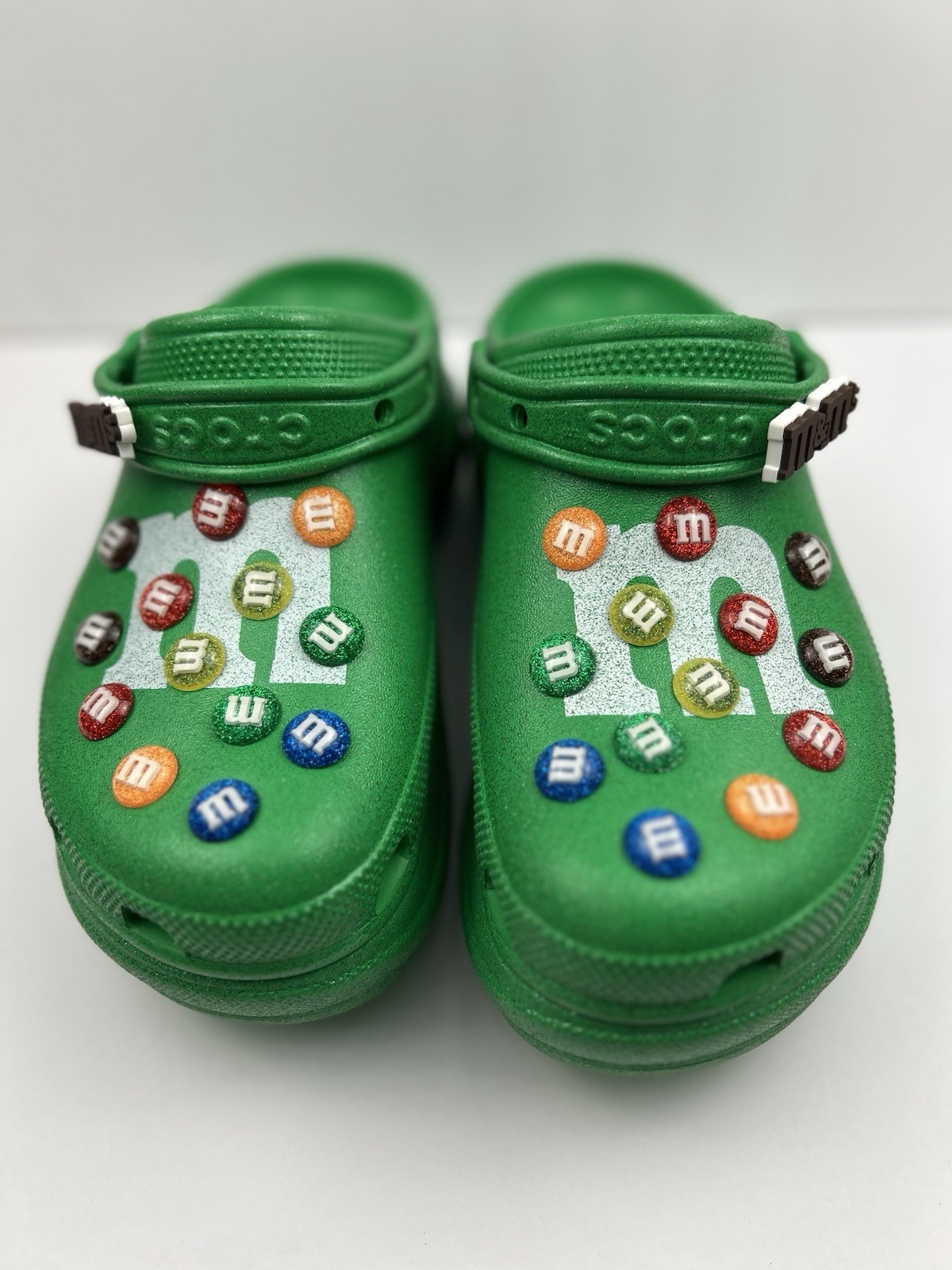 M&M’s x Crocs Classic Bae Platform Clog Green Multi Glitter Womens Size W9