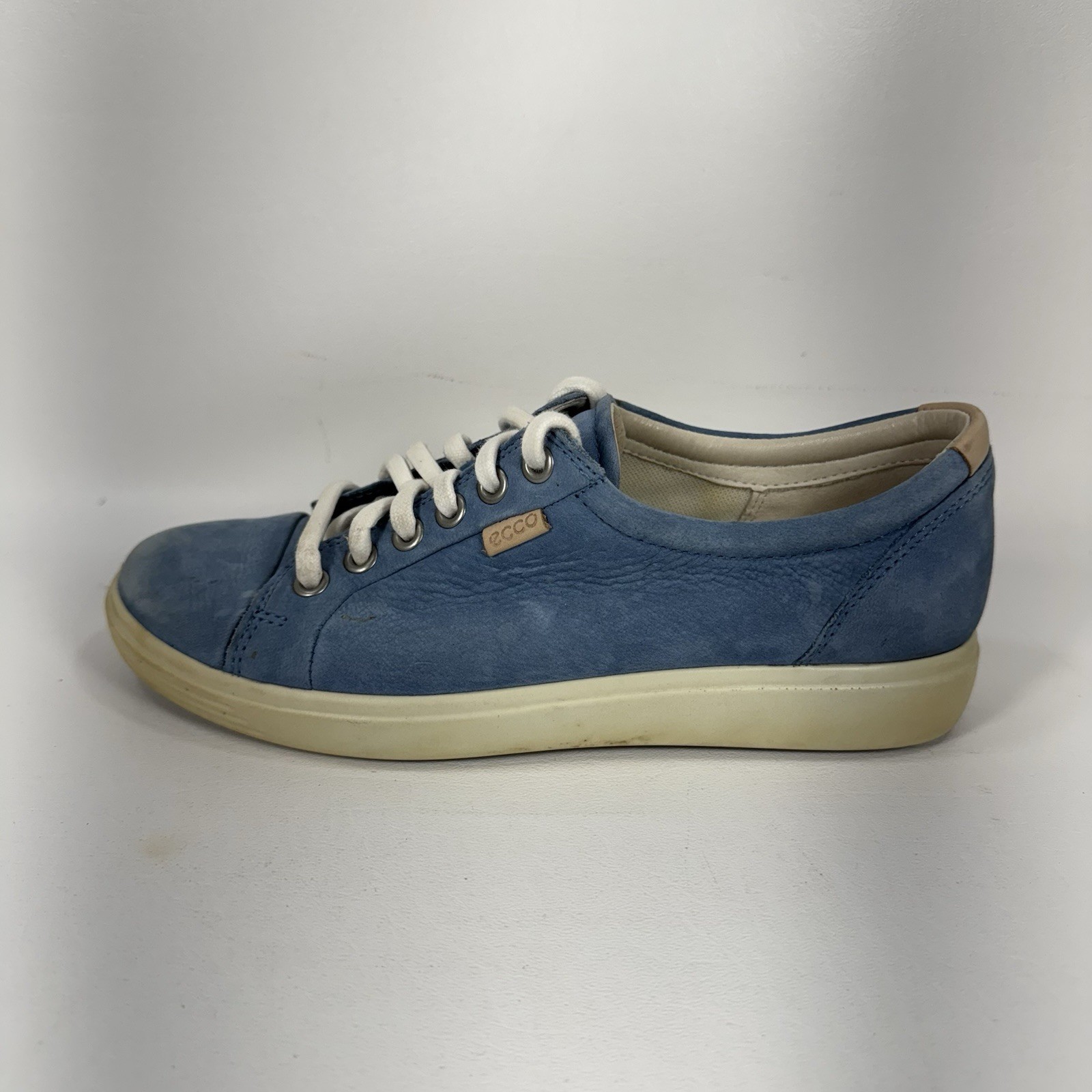 Ecco Soft 7 Women’s Retro Blue Nubuck Leather Casual Shoes Sneakers Size 5