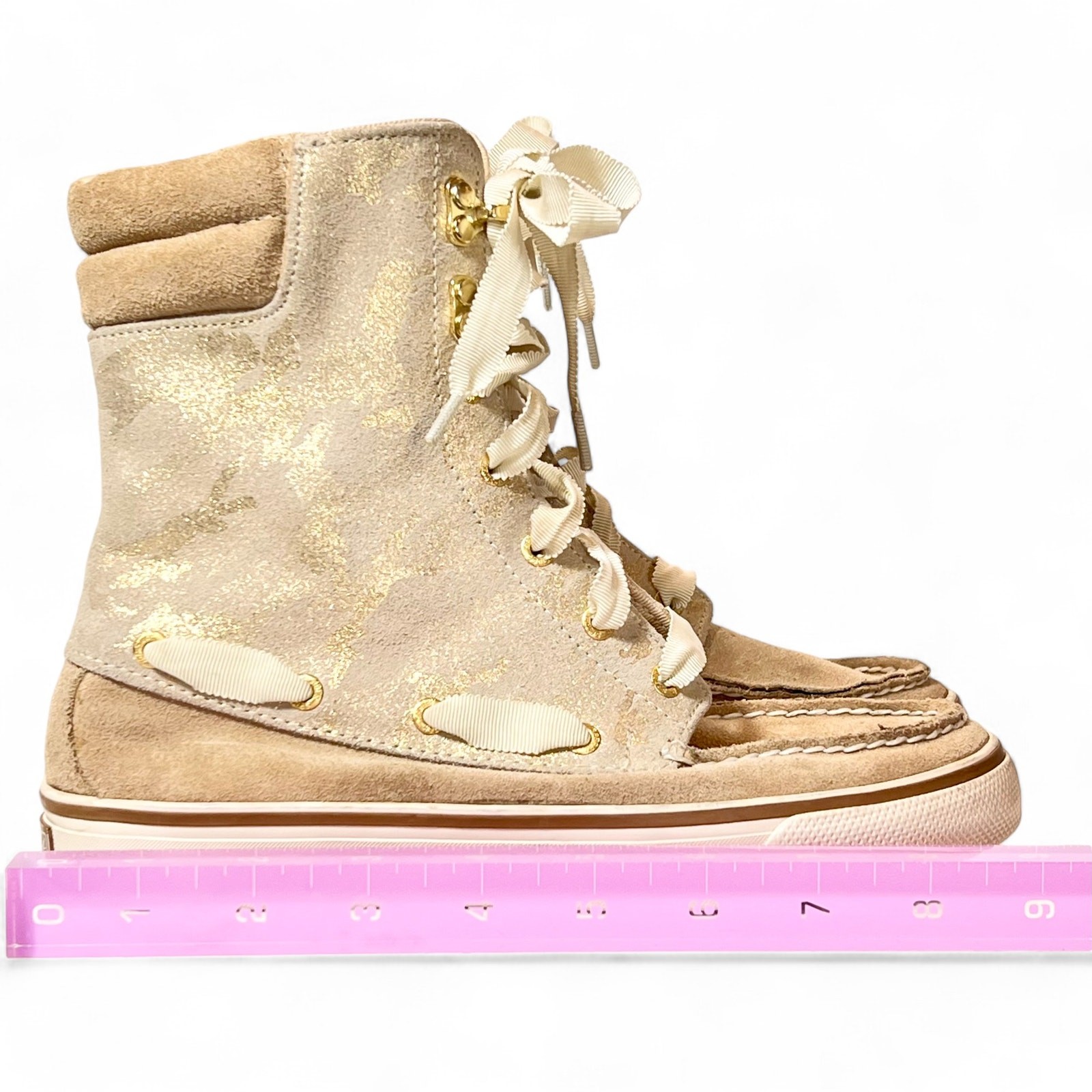 Sperry Top-Sider Acklins Y2K Womens 6 Gold Camo Leather Lace-up High Top Boots