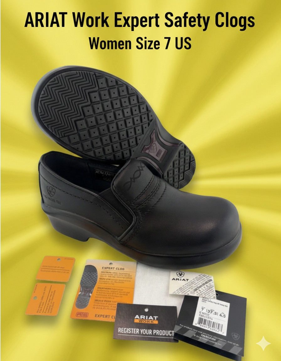 ARIAT Work Expert Safety Clogs SD Women’s Sz 7 C WIDE Black Composite Toe