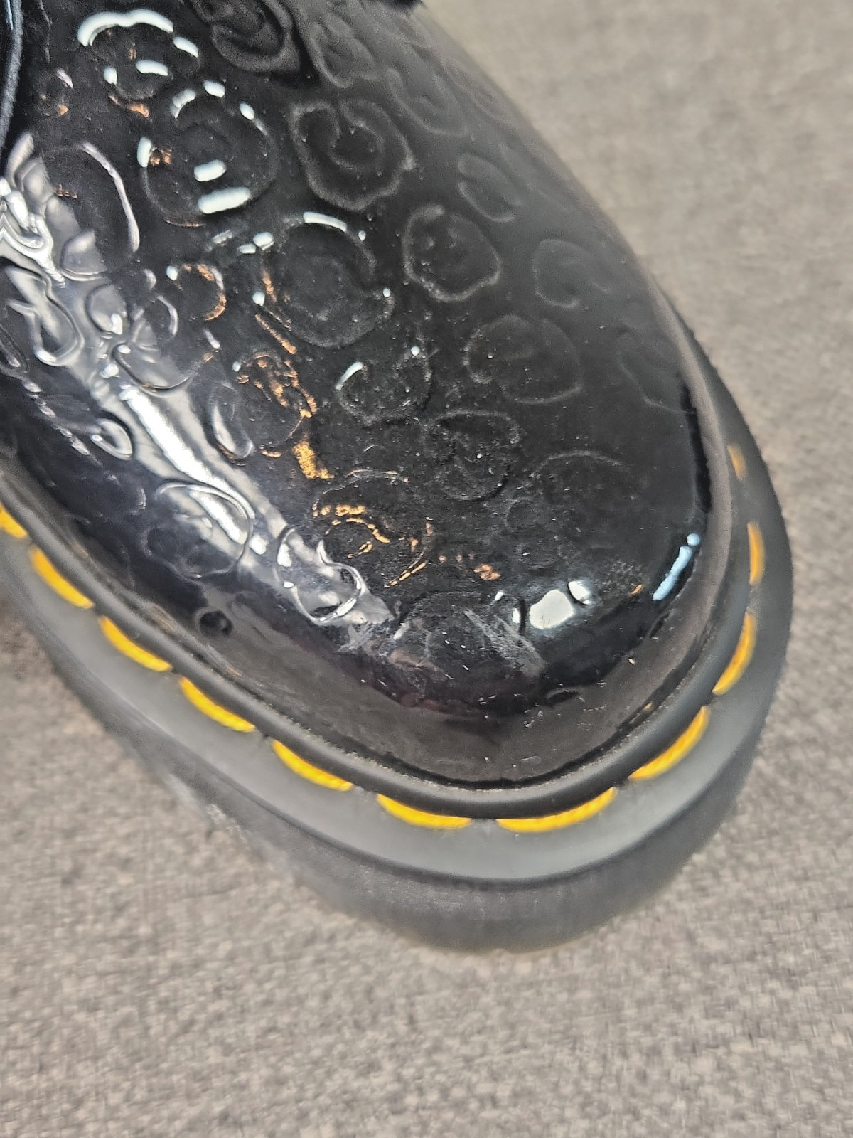 DR Martens Women’s Sz 6 Leopard Emboss Patent Leather 1461 27136 PLATFORM Shoes