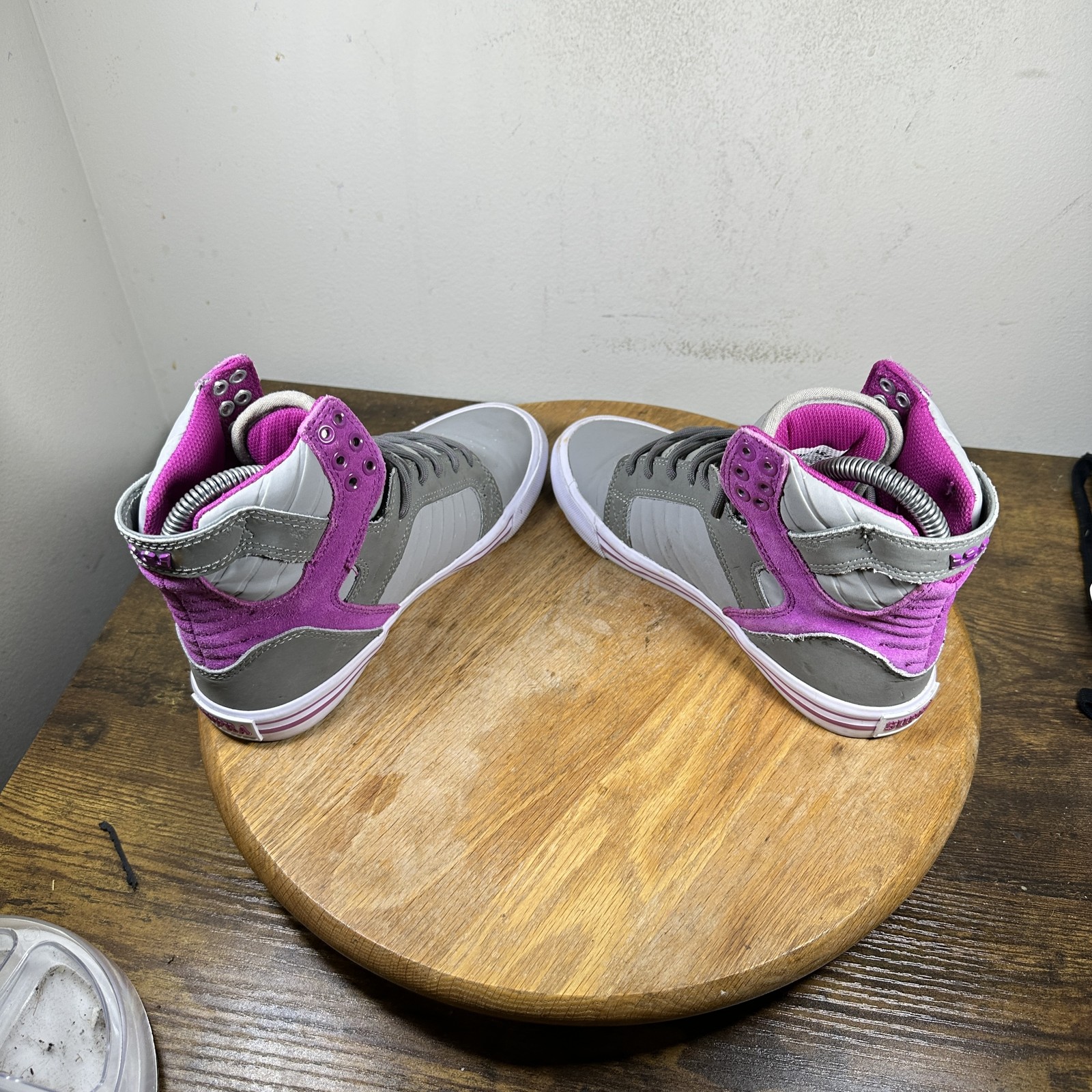 Supra Skytop Shoes Womens Size 5.5 Gray Purple High Top Skateboarding SW18005