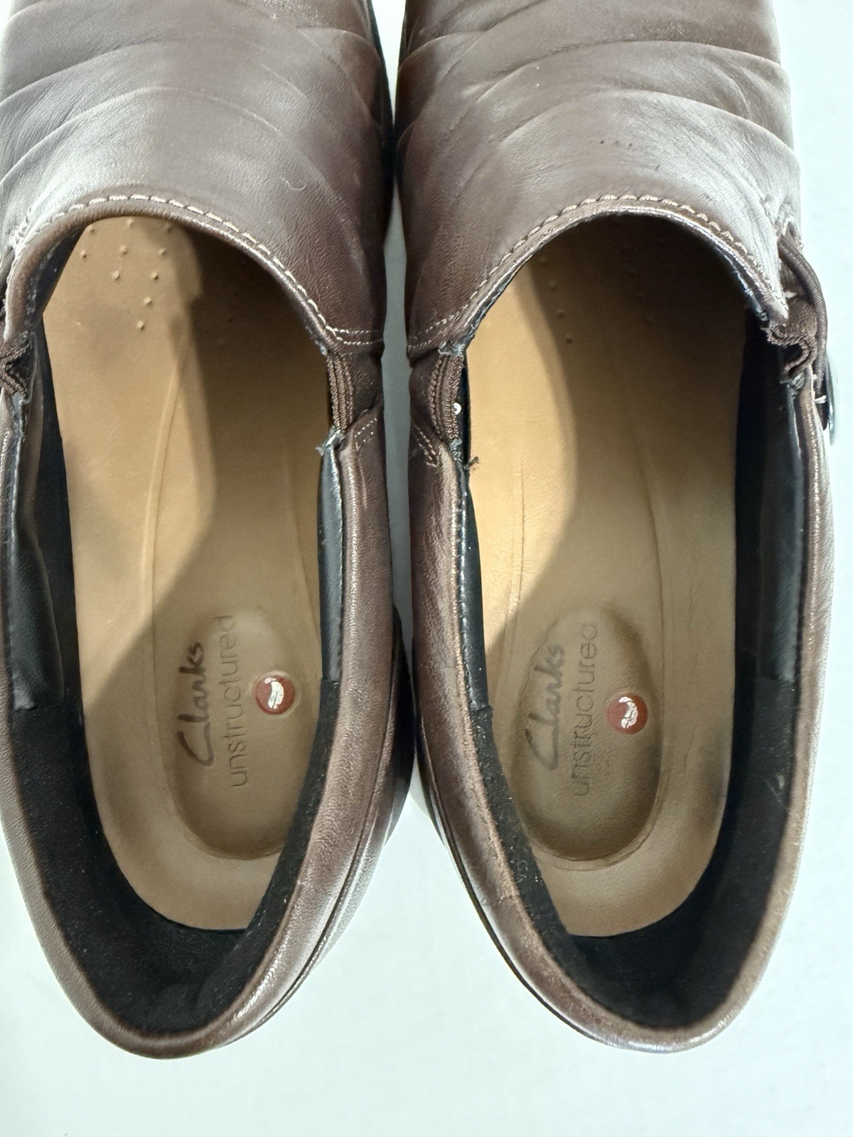 Clarks Unstructured Women’s Brown Leather Slip-on Cushion Soft Shoes, 6M