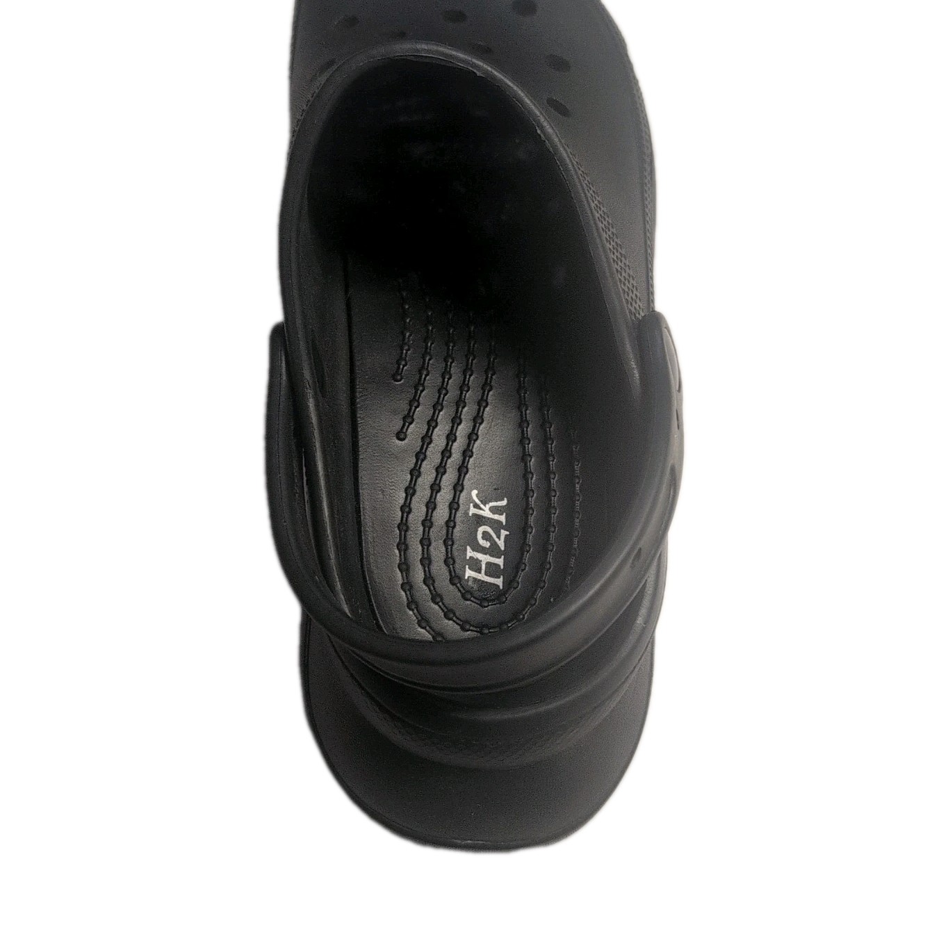 Black Platform Clogs Women 11 Comfort Perforated Slip On Back Strap Brand H2K
