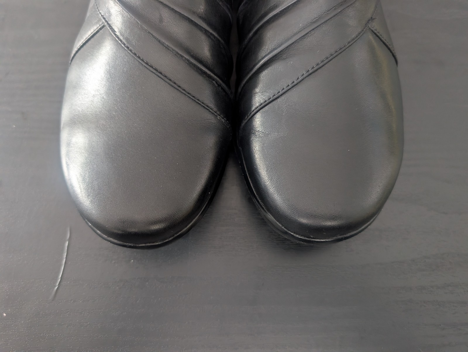 Clarks Women Hope Roxanne Black Leather Slip On Casual Ortholite Loafer Sz 7.5 W