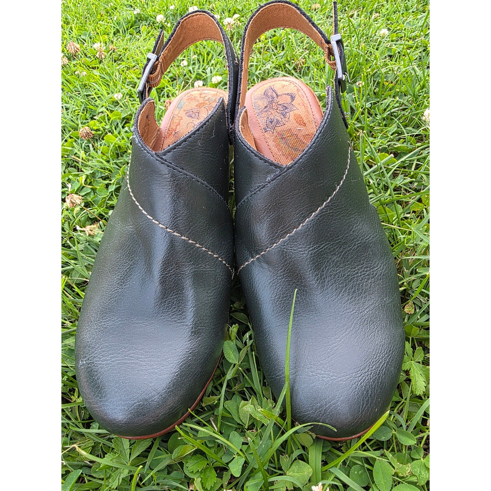 b.o.c. Black Slingback Clog Sandals Size 10M Cottagecore Bohemian Platform