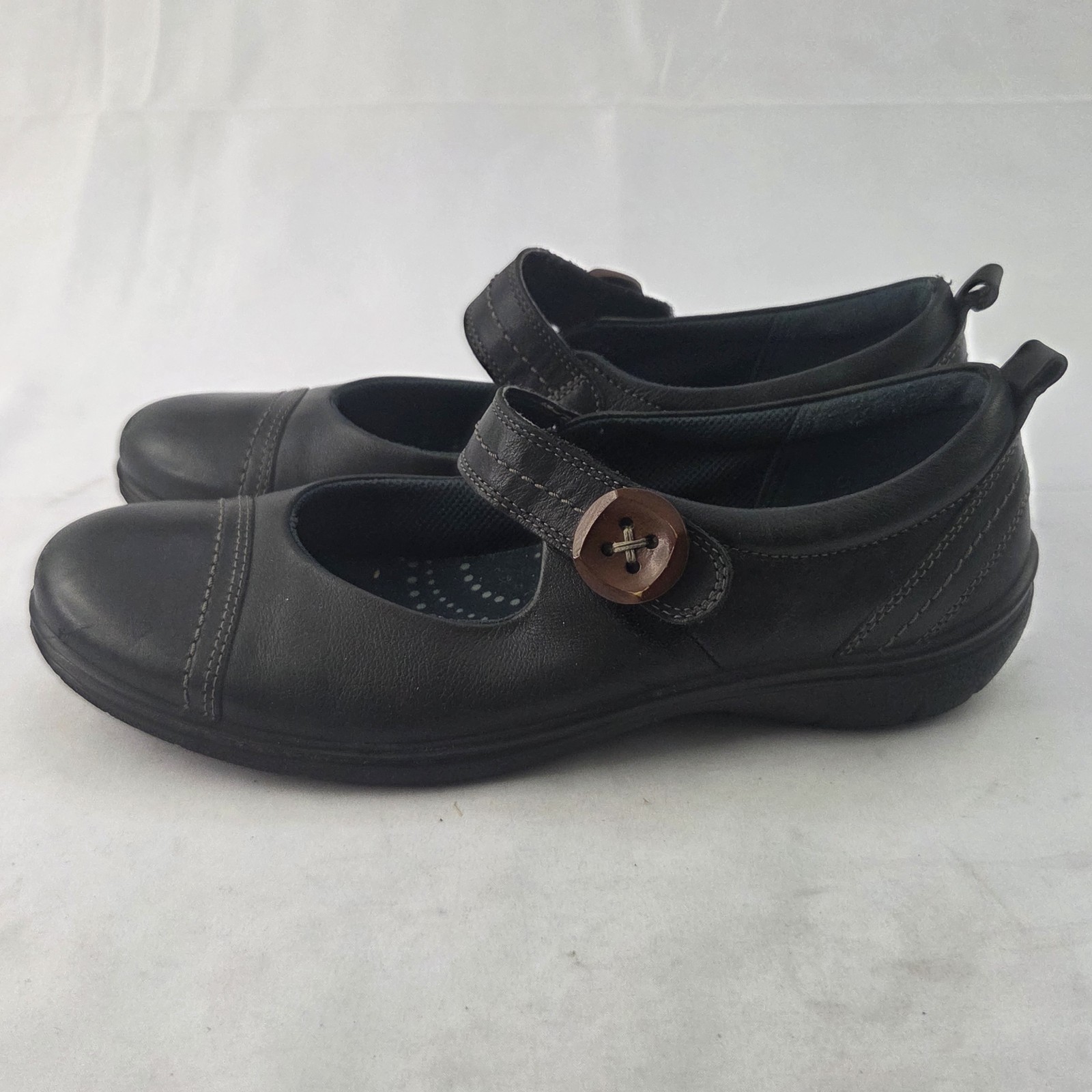 ECCO Mary Jane Shoes Womens EU 42 US 11/11.5 Dark Gray Leather Hook Loop Comfort